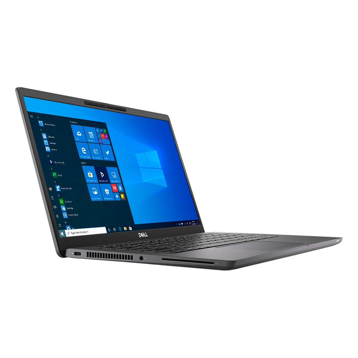 Czarny laptop Dell z otwartym menu Start Windows na ekranie.