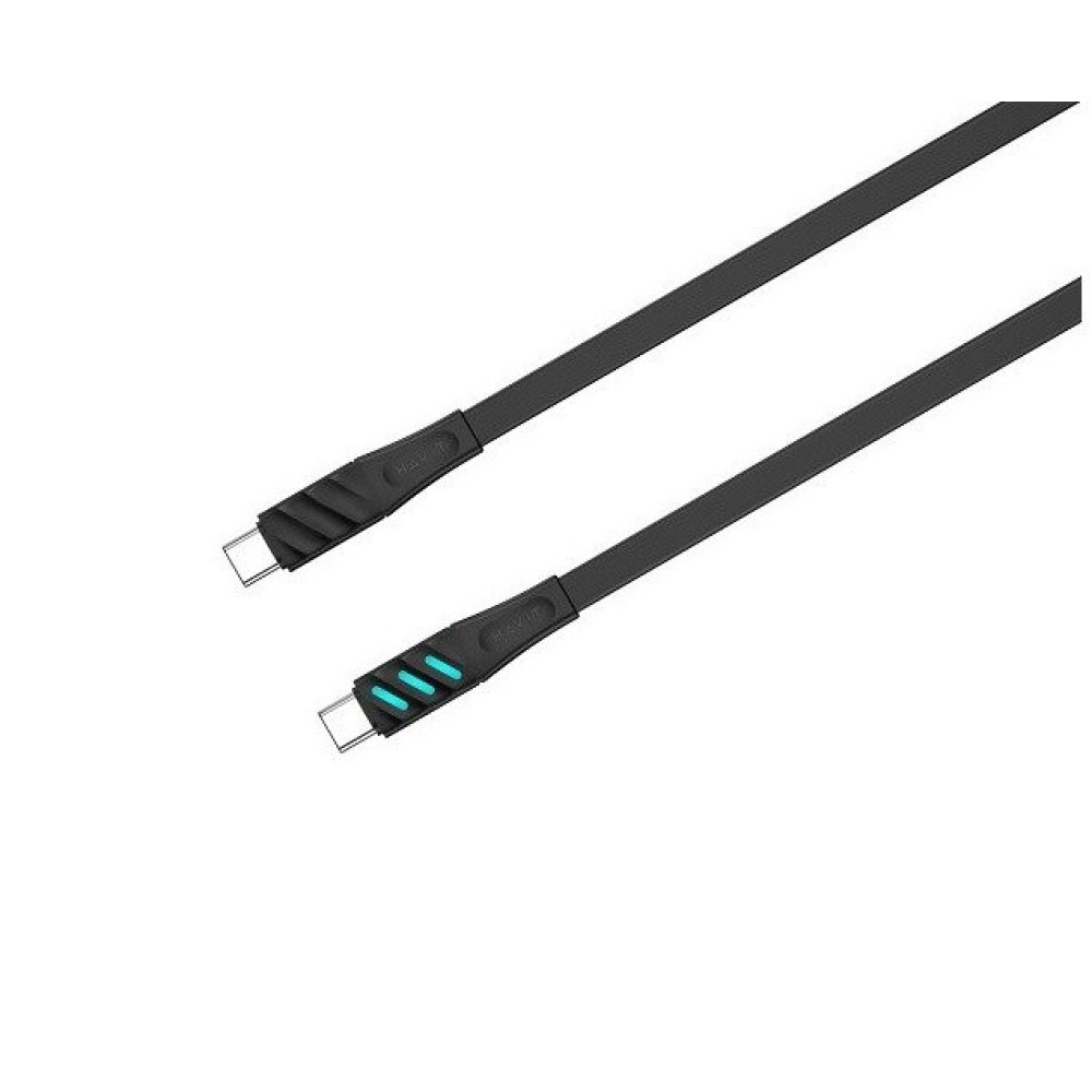 Dwa czarne kable USB-C z niebieskim akcentem na jednym końcu.