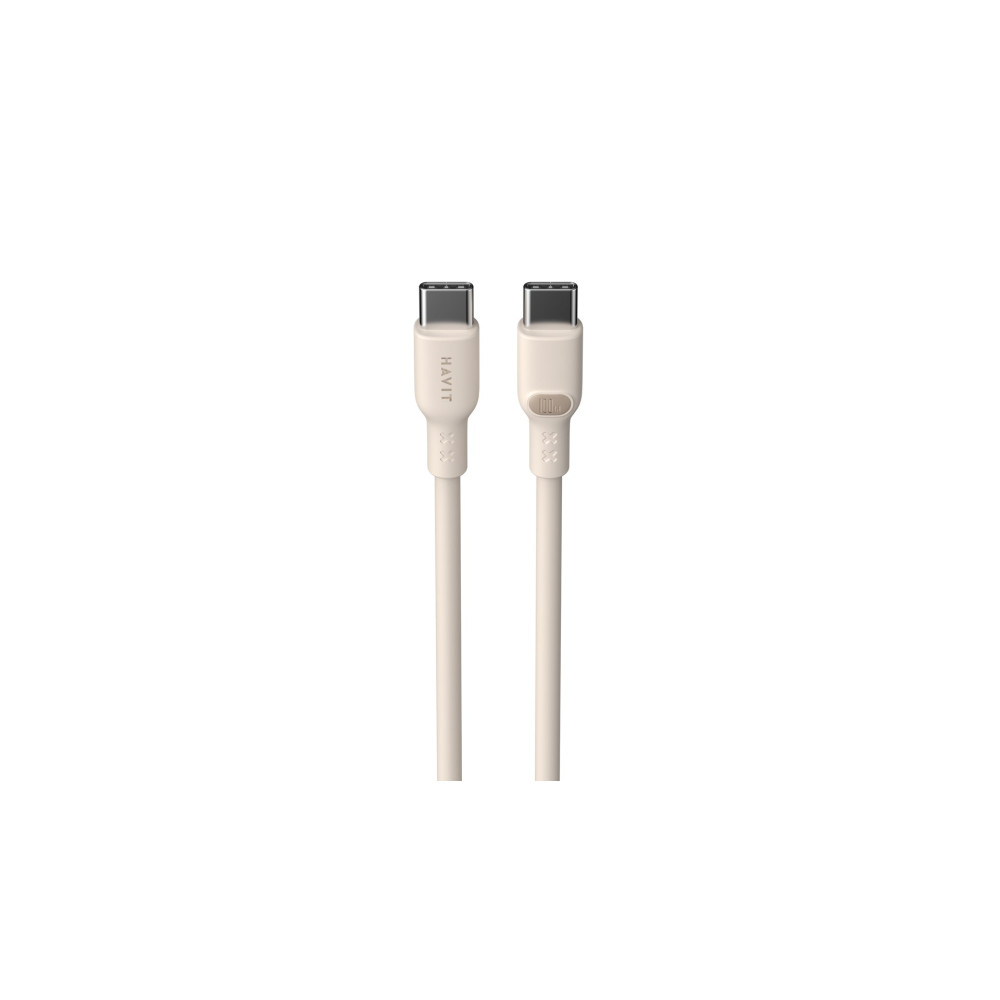 Dwa białe kable USB-C ze srebrnymi złączami, obok siebie.