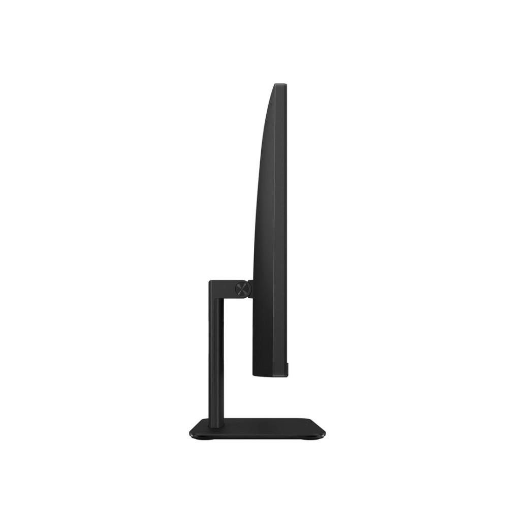 Czarny monitor komputerowy na stojaku, widziany z boku.