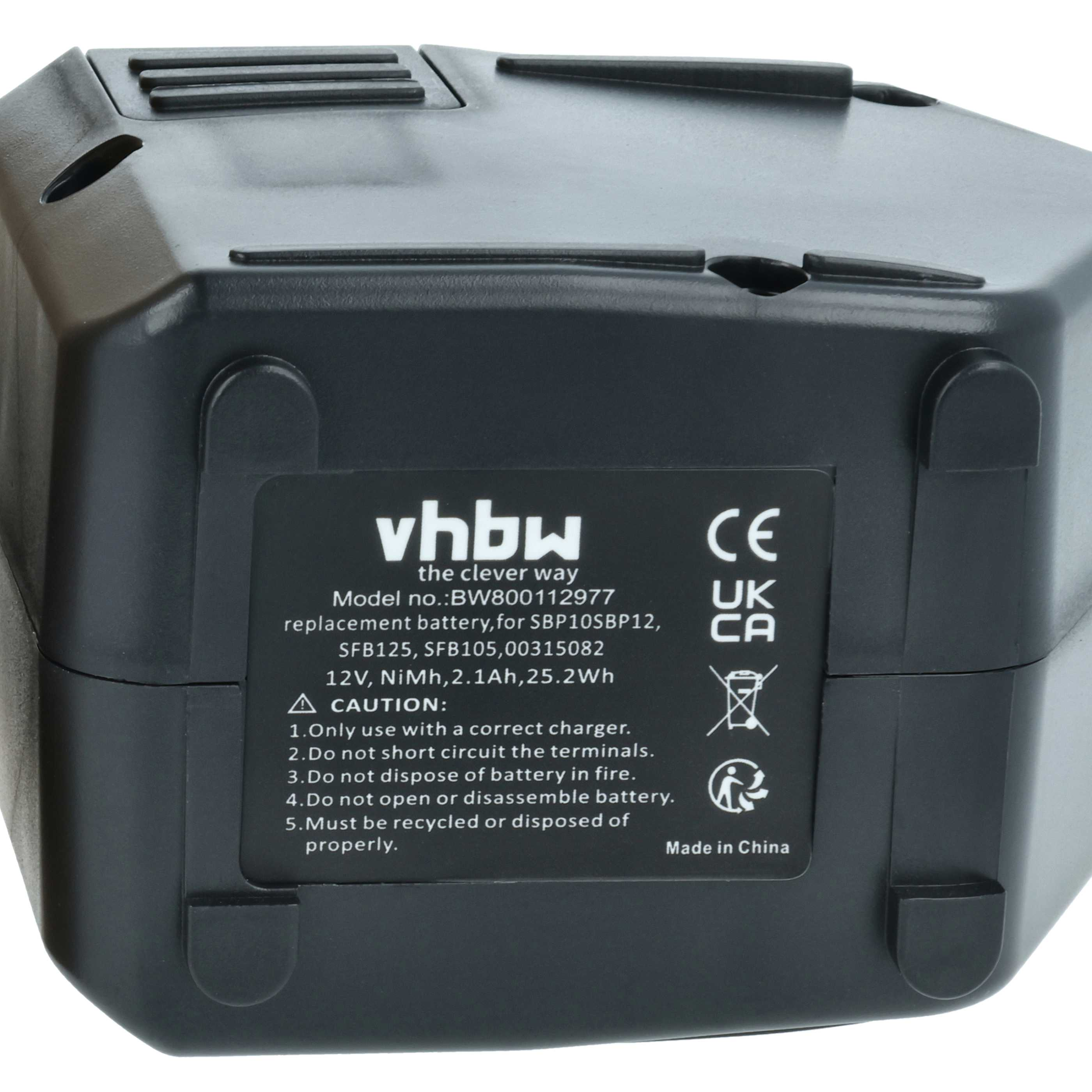Schwarzer Akku mit weißem Aufkleber von vhbw, Modell BW800112977.