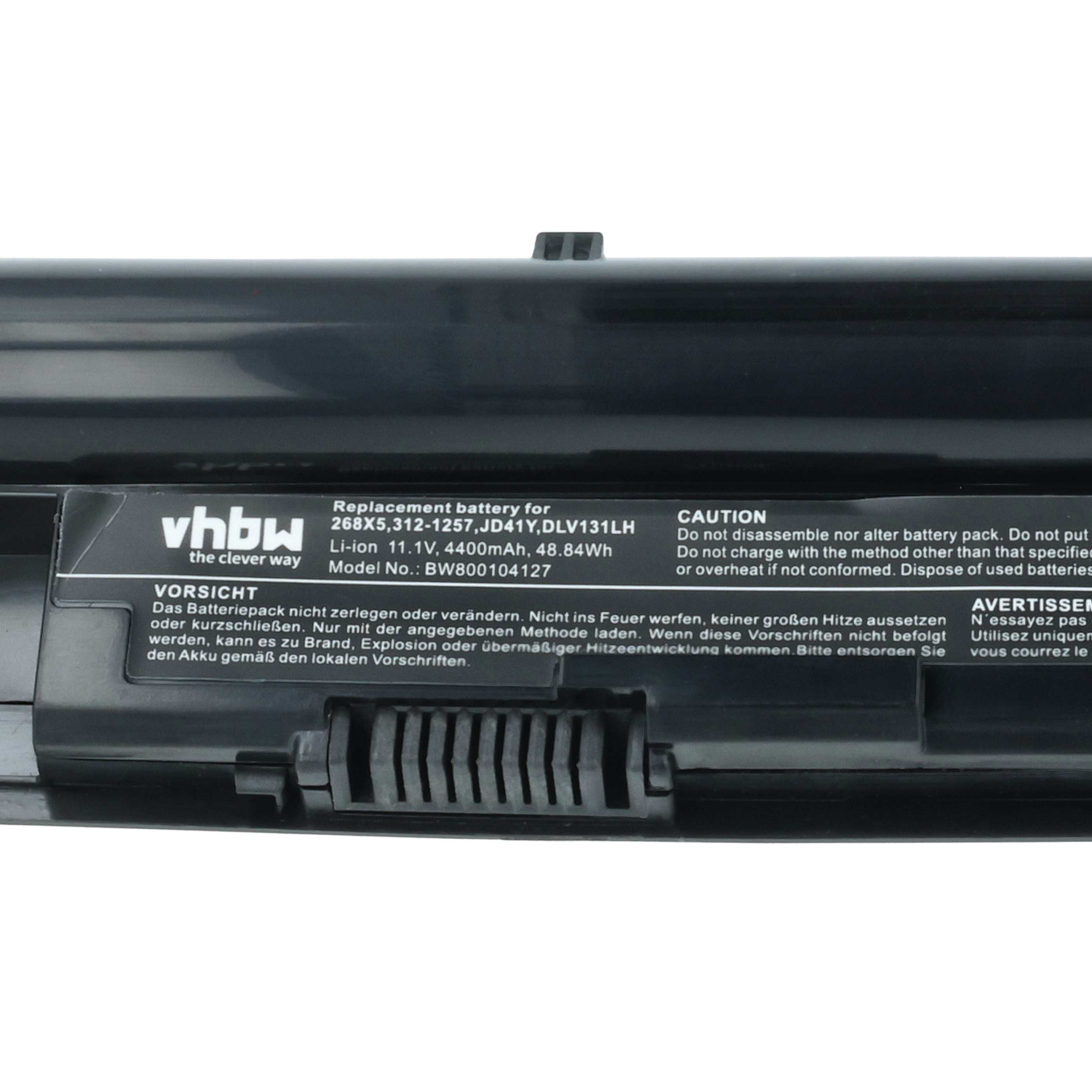 Schwarzer Laptop-Akku mit Aufkleber, Modellnummer BW800104127.