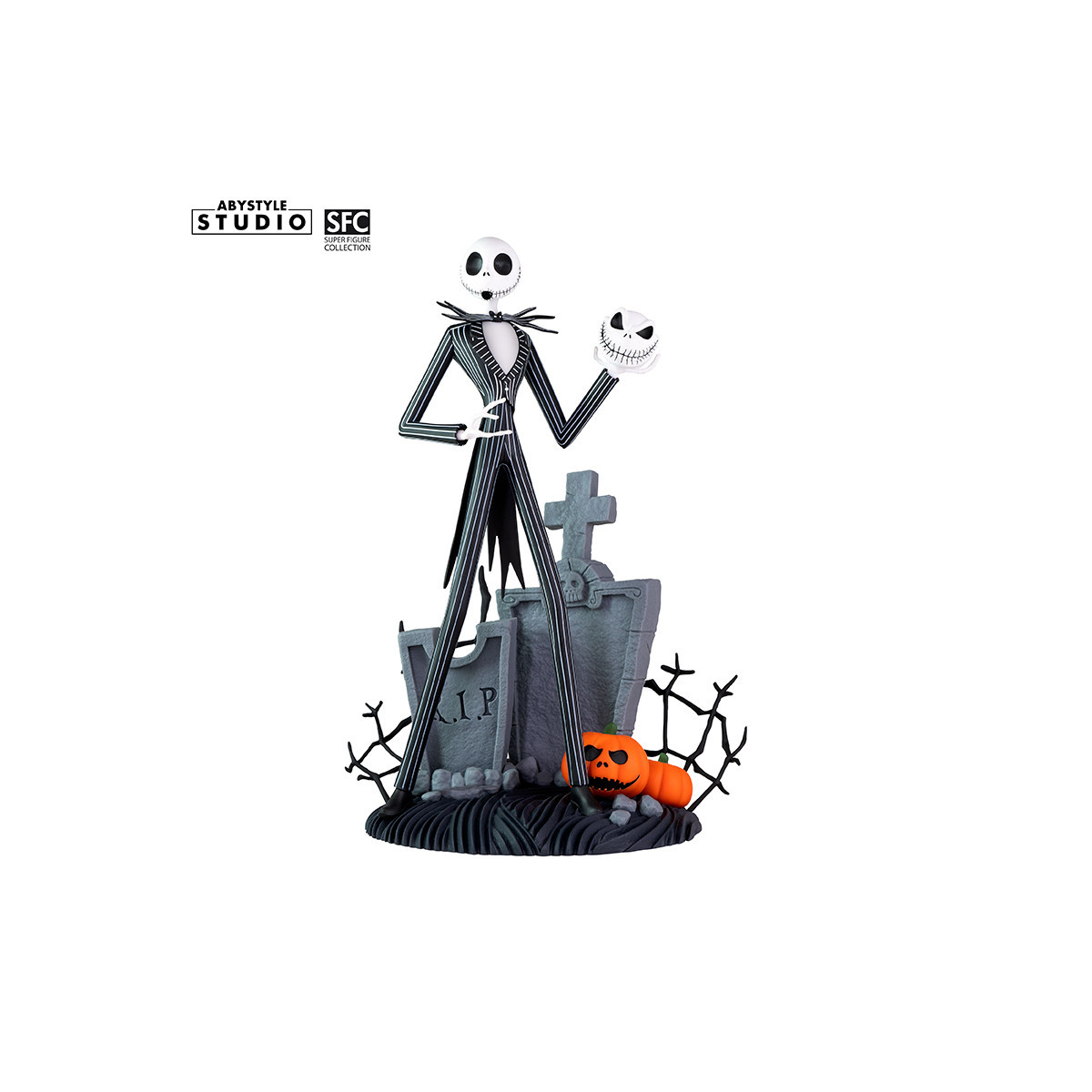 Jack Skellington Figur mit Grabsteinen und Kürbis