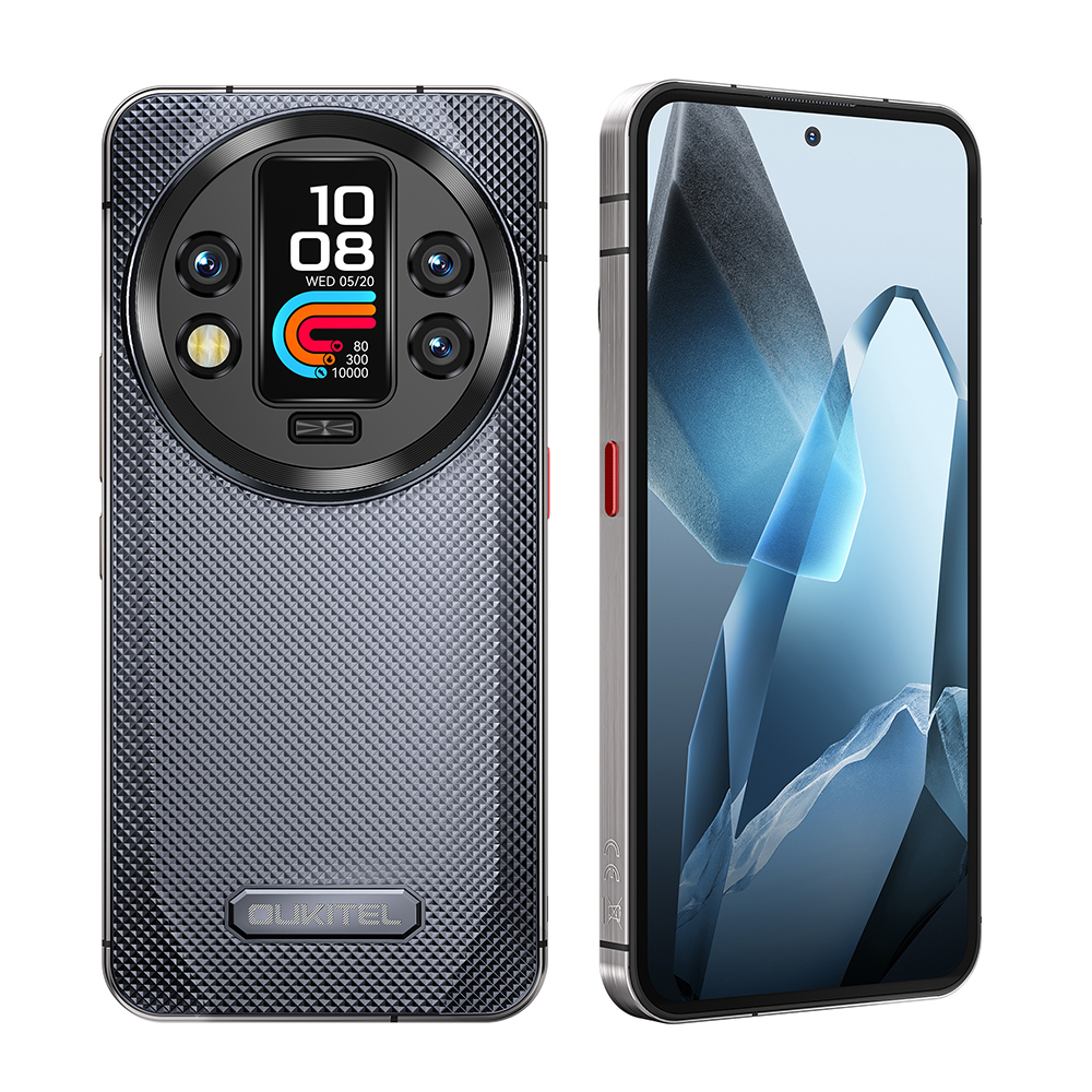 Due smartphone uno accanto all'altro. A sinistra il retro con fotocamera e piccolo display, a destra il fronte.