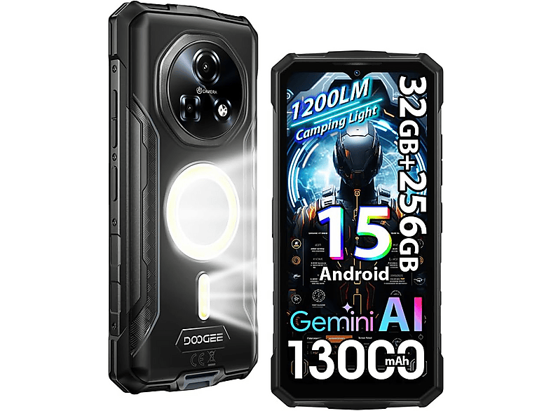 DOOGEE Fire 5 Ultra 1200LM 13000mAh 256 GB Schwarz Dual SIM