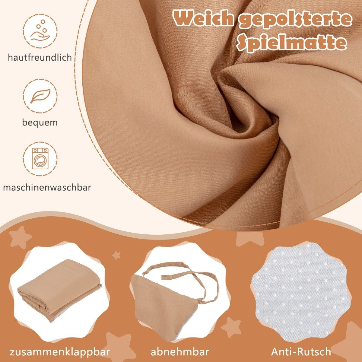 Colchoneta suave: hipoalergénica, cómoda, lavable a máquina, plegable.