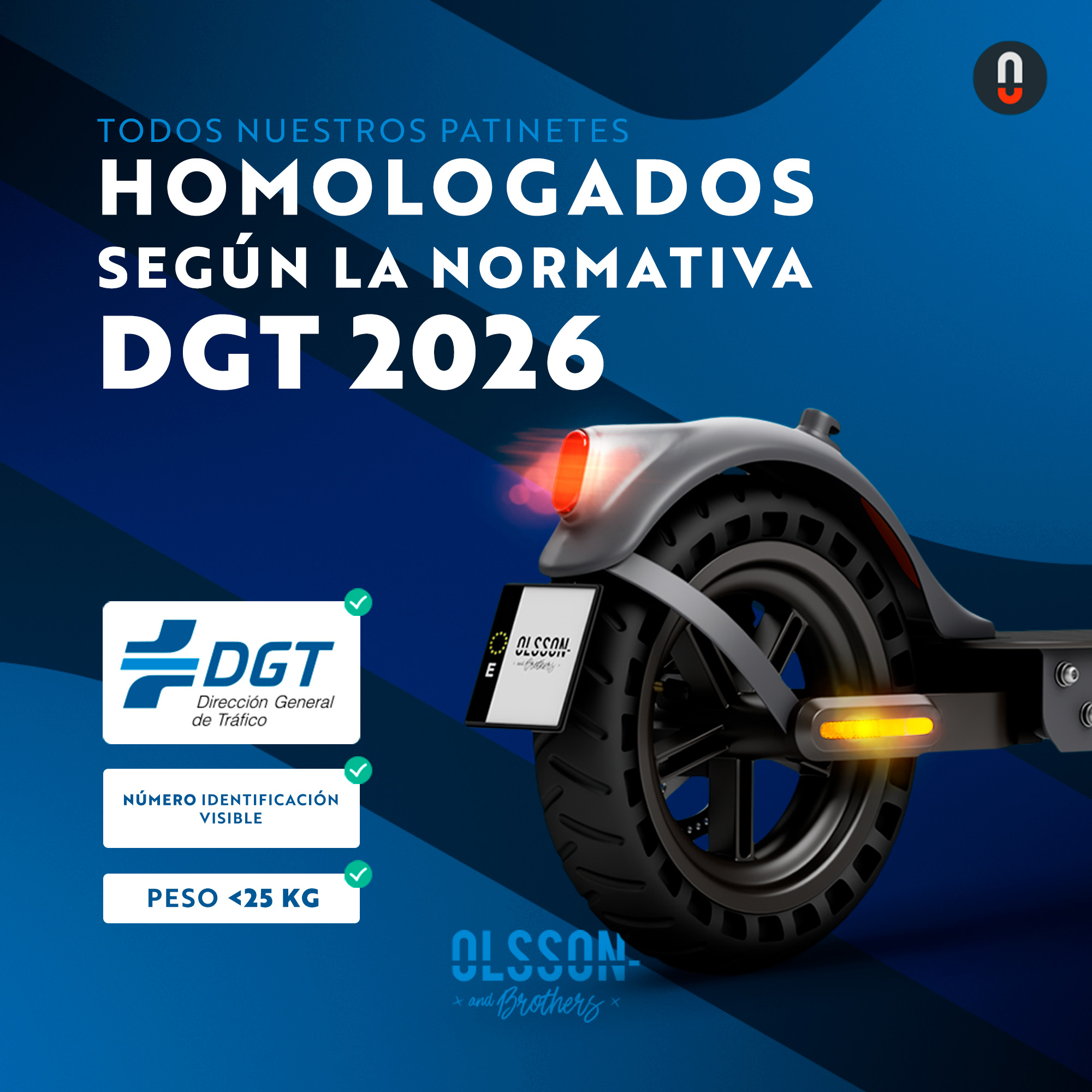 Un patinete homologado por DGT para 2026, peso inferior a 25 kg.