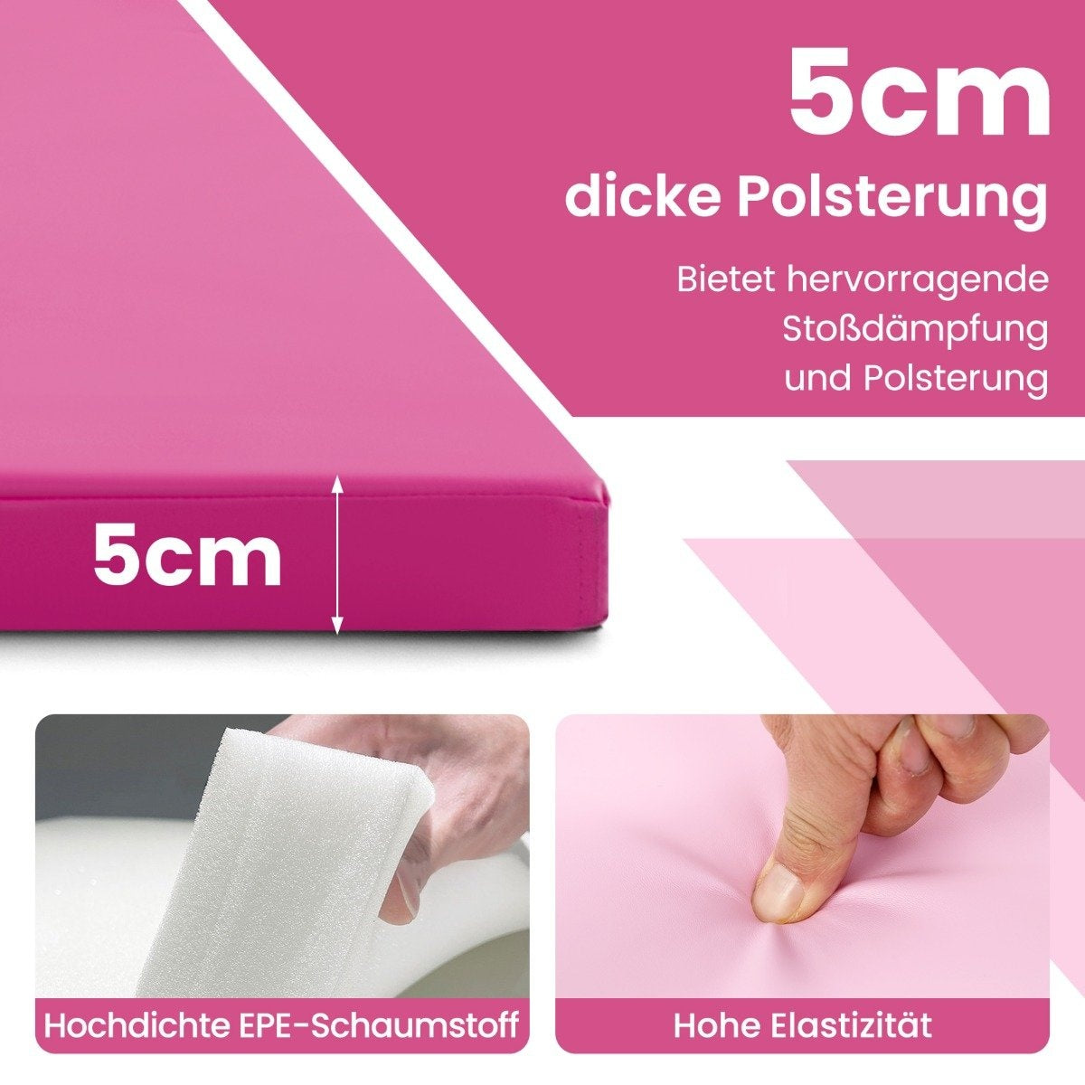Acolchado de 5 cm de grosor de espuma EPE con alta elasticidad.