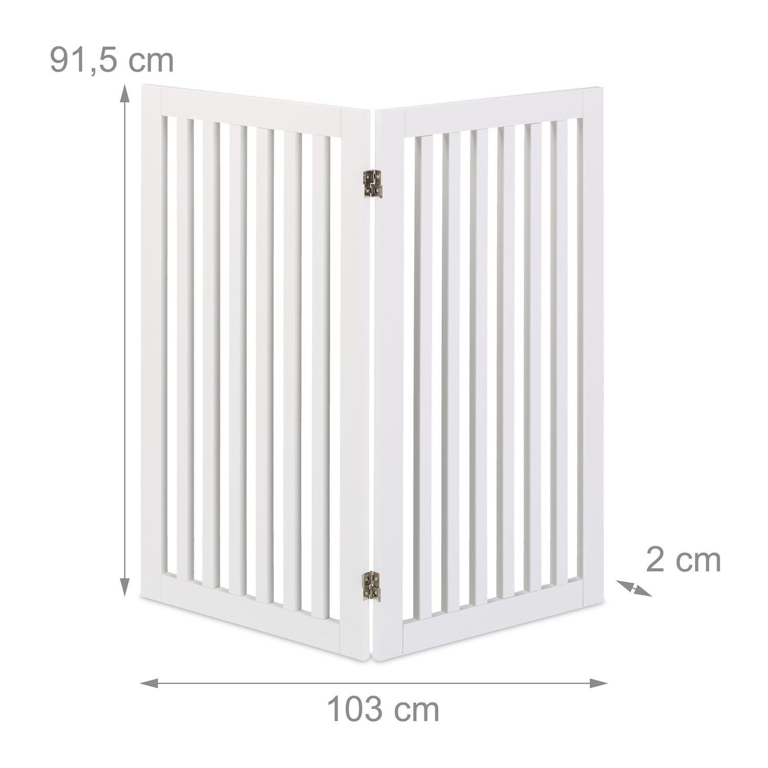 Barrera blanca de madera con listones verticales, 91,5 cm de alto.