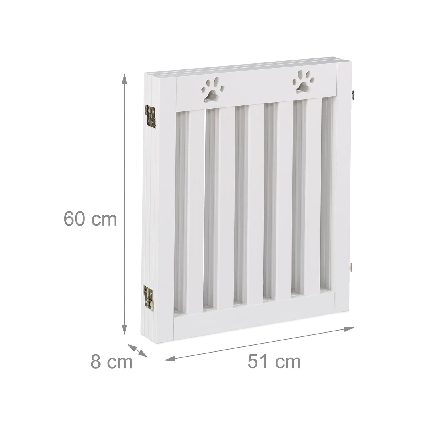 Puerta de madera blanca con huellas, 60cm alto, 51cm ancho.