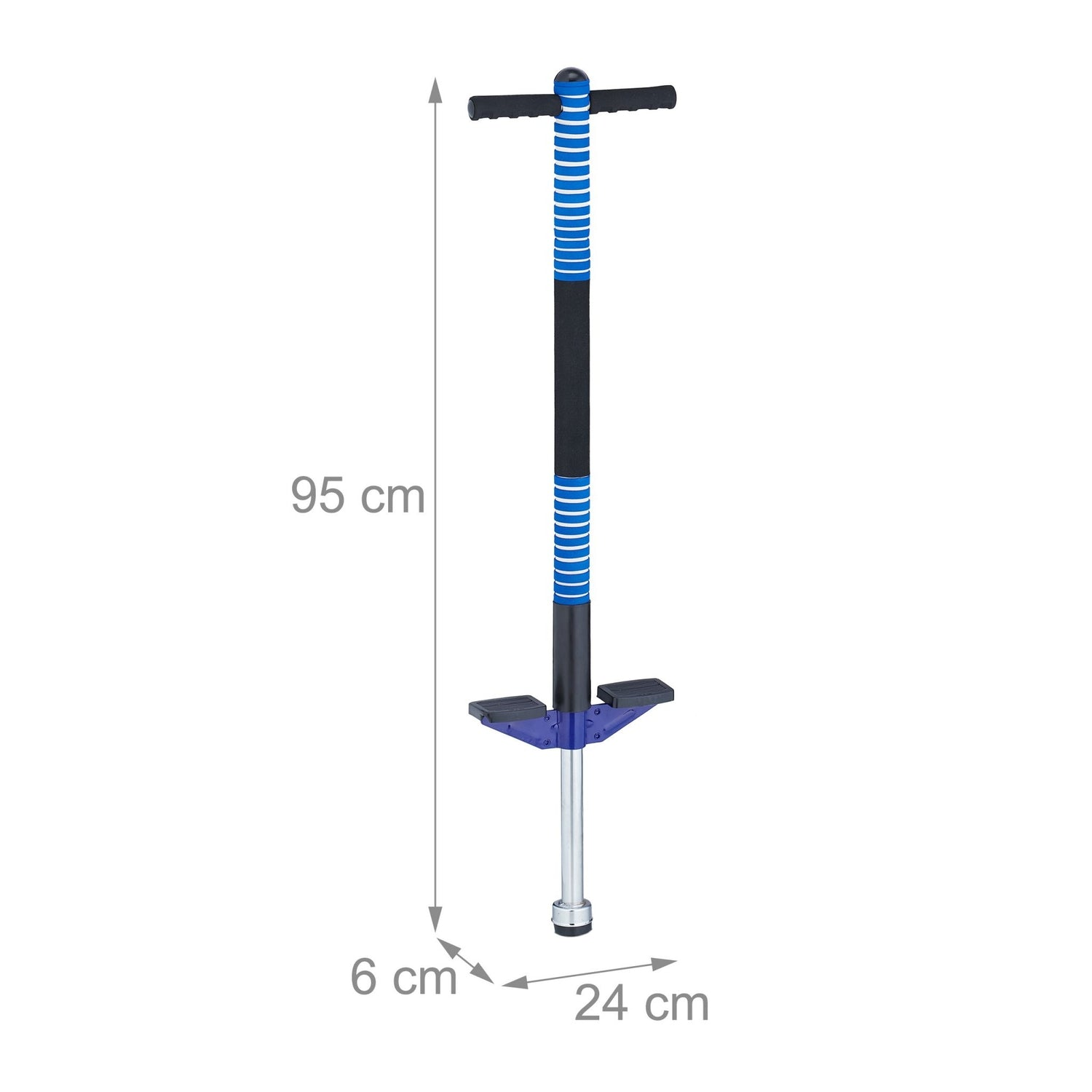 Un palo de saltos azul y negro, de 95 cm de altura.