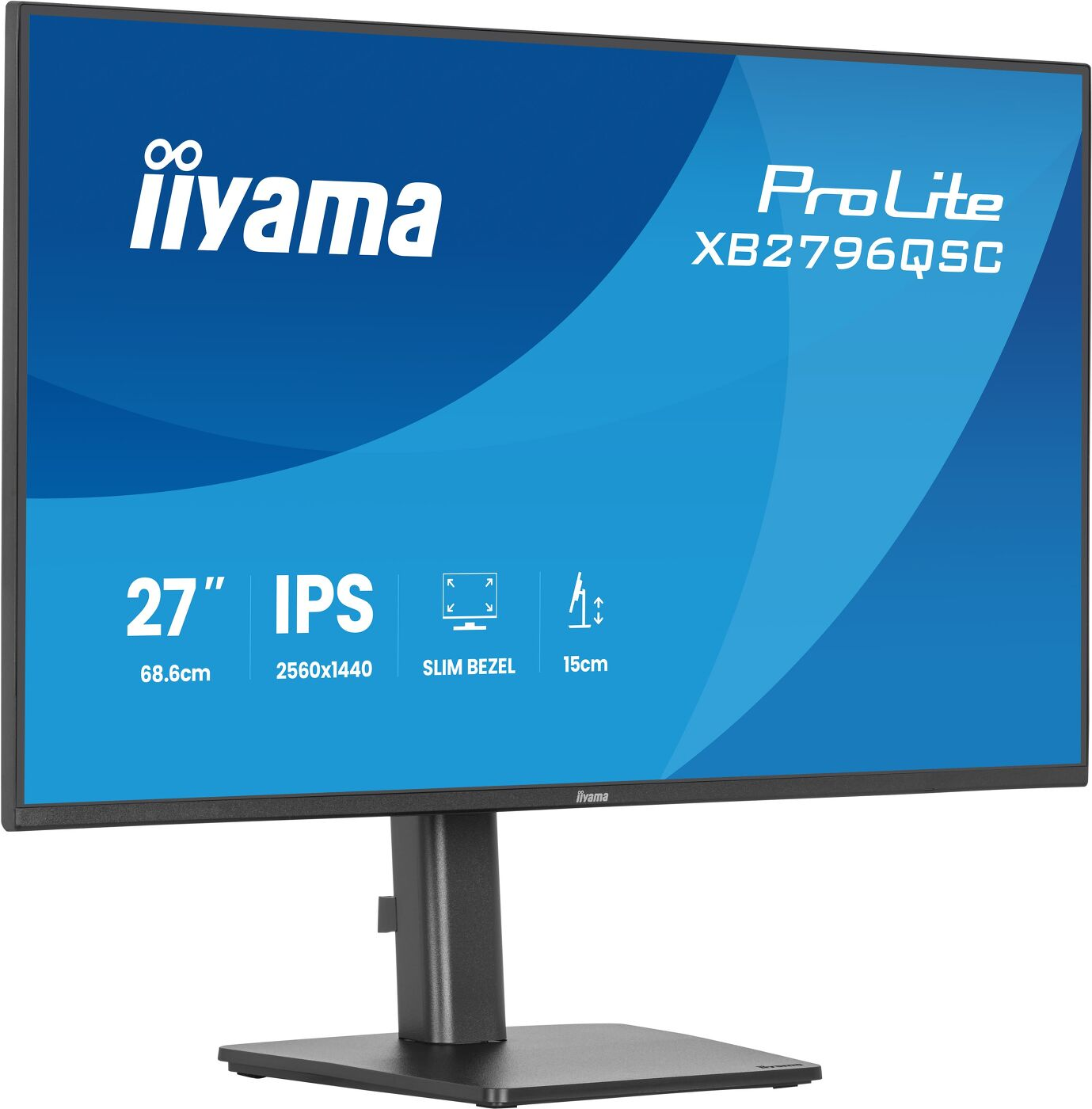 Smukły, czarny monitor z logo iiyama i oznaczeniem ProLite XB2796QSC.