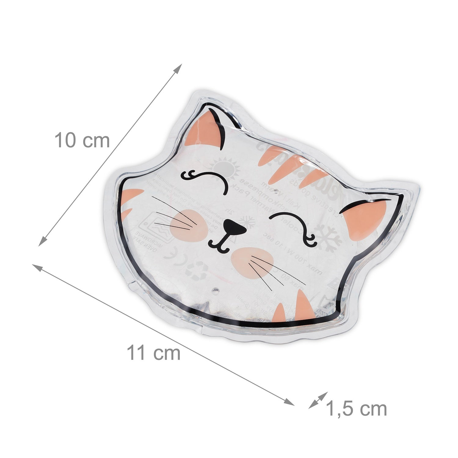 Compresa fría con forma de gato, 11x10x1,5 cm.