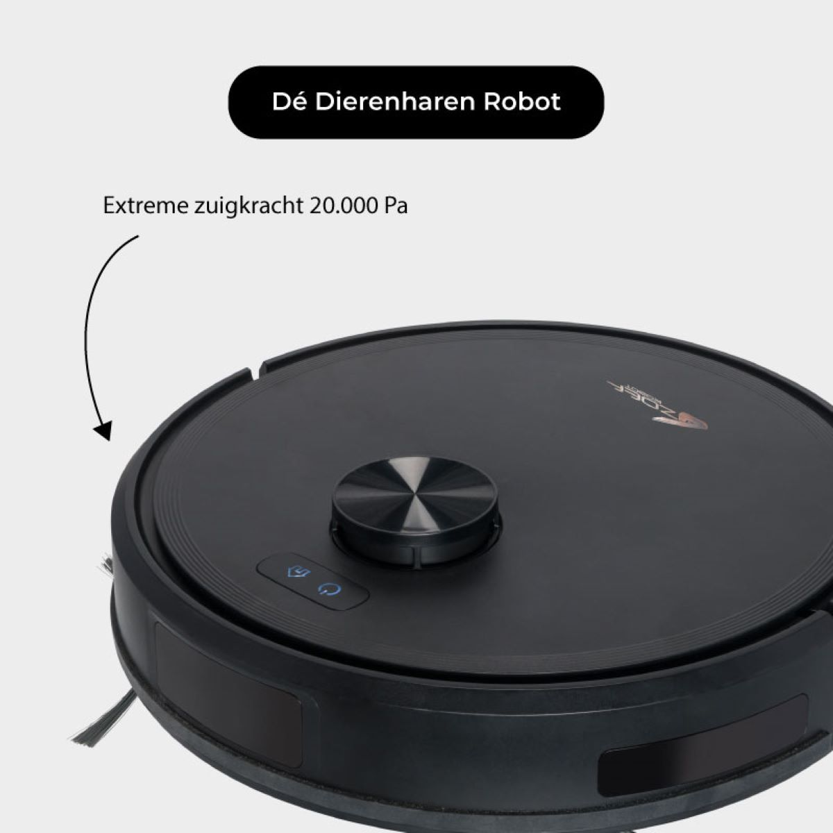 Black robot vacuum with mopping function and strong suction.