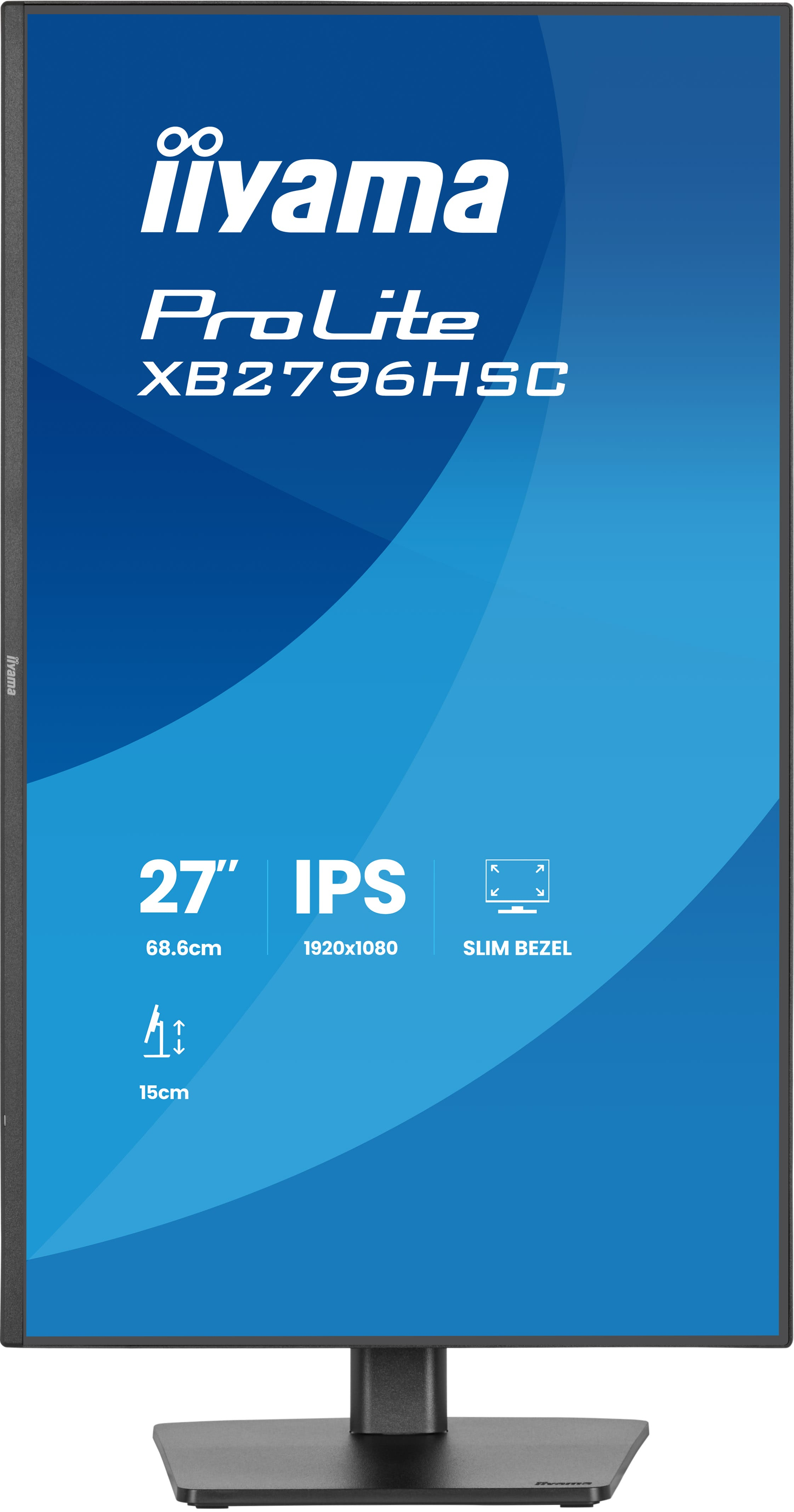Monitor IPS 27 cali z wąską ramką i regulacją wysokości.