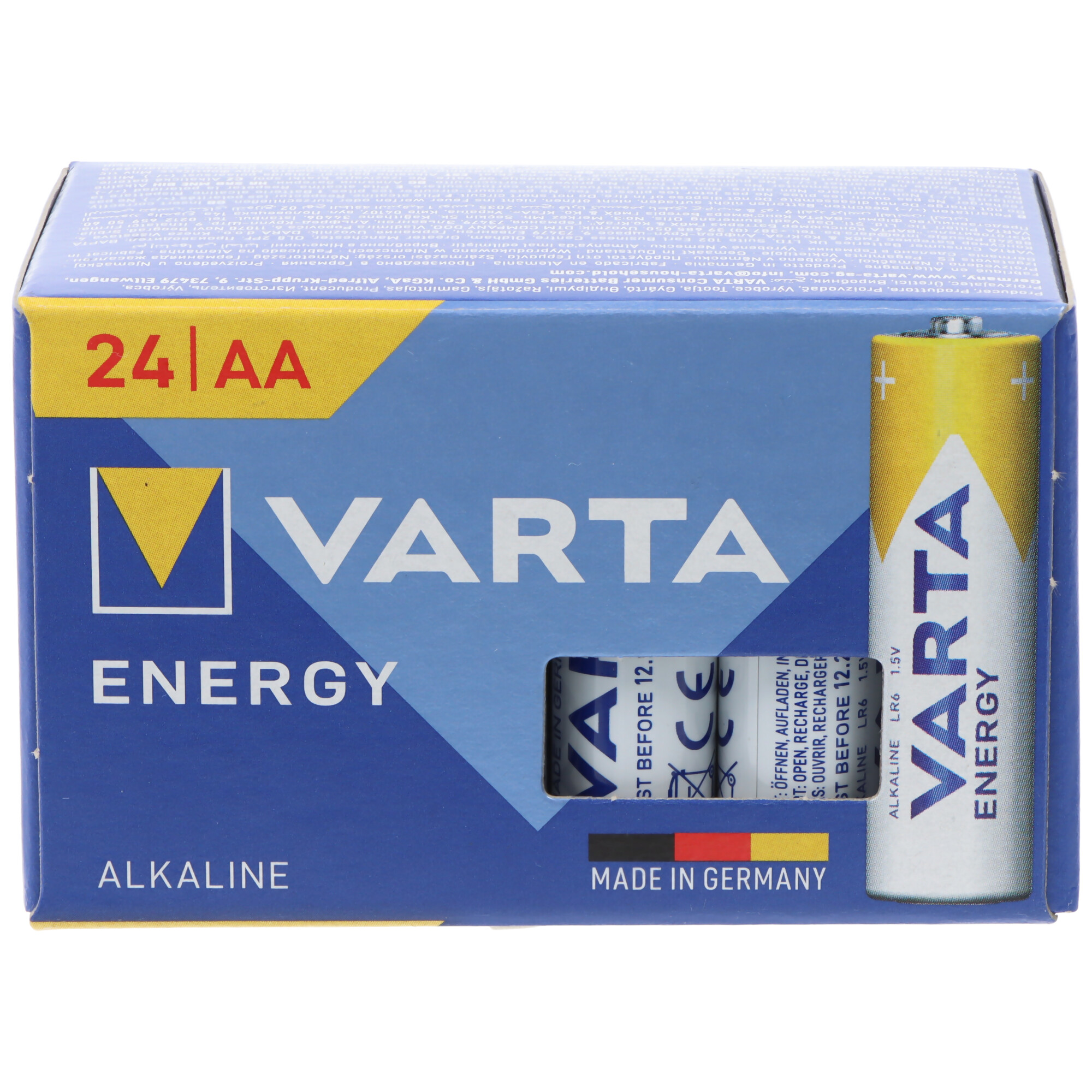 Varta AA Batterien, 24er Packung, blau und gelb mit Aufdruck