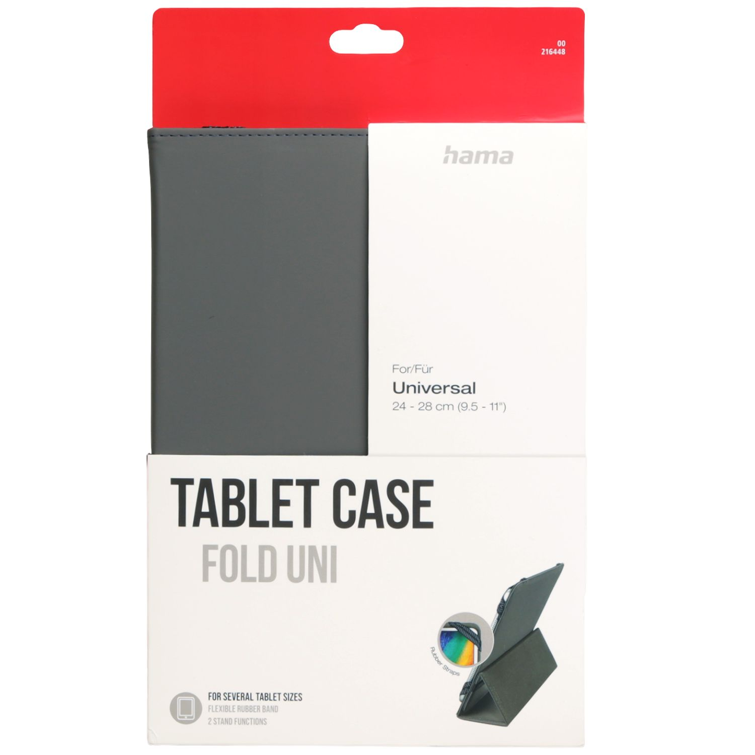 Hama Tablet-Hülle FOLD UNI, grau, für 24-28 cm Tablets, mit Ständerfunktion.