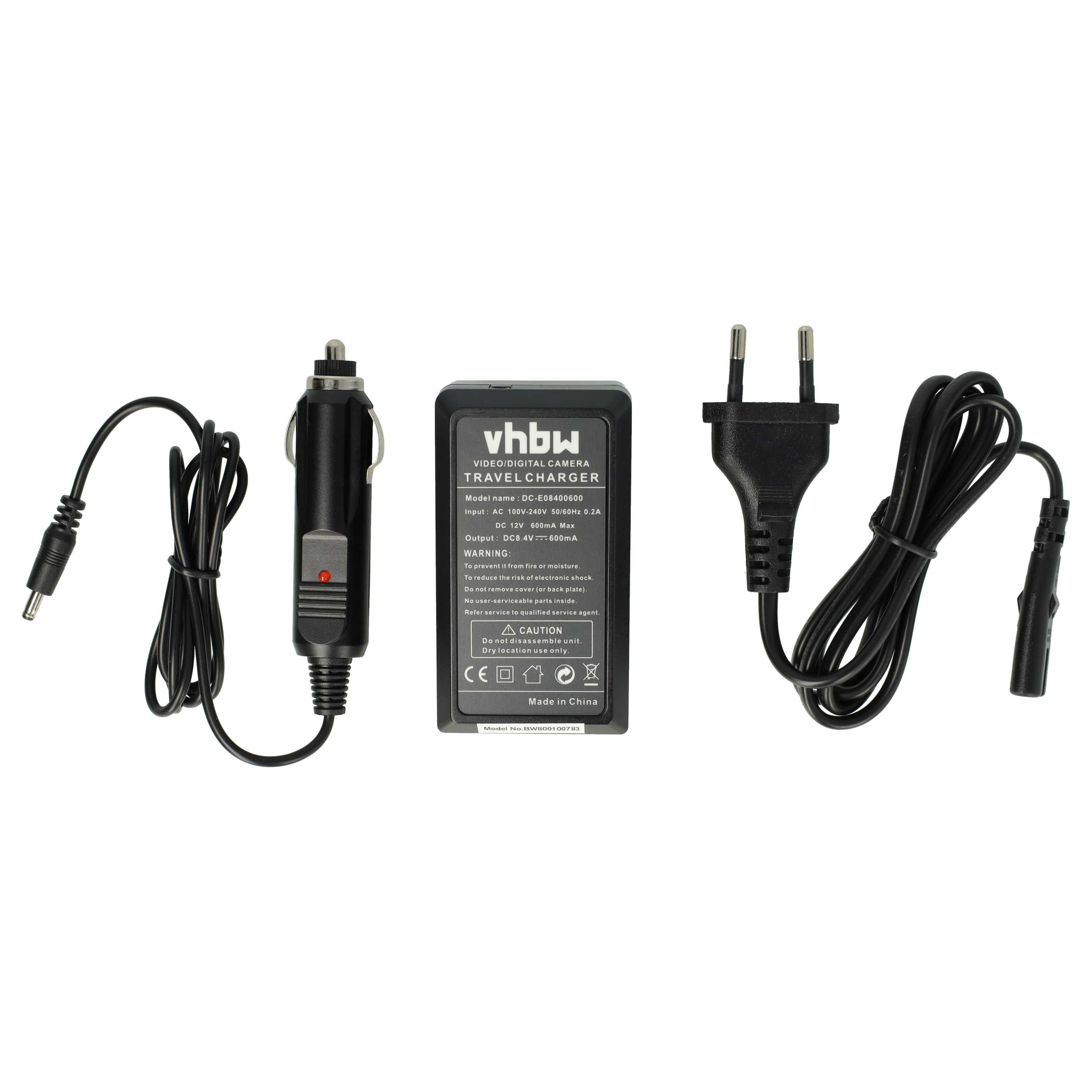 Ein schwarzes Netzteil mit Kabeln und einem Zigarettenanzünder-Adapter.
