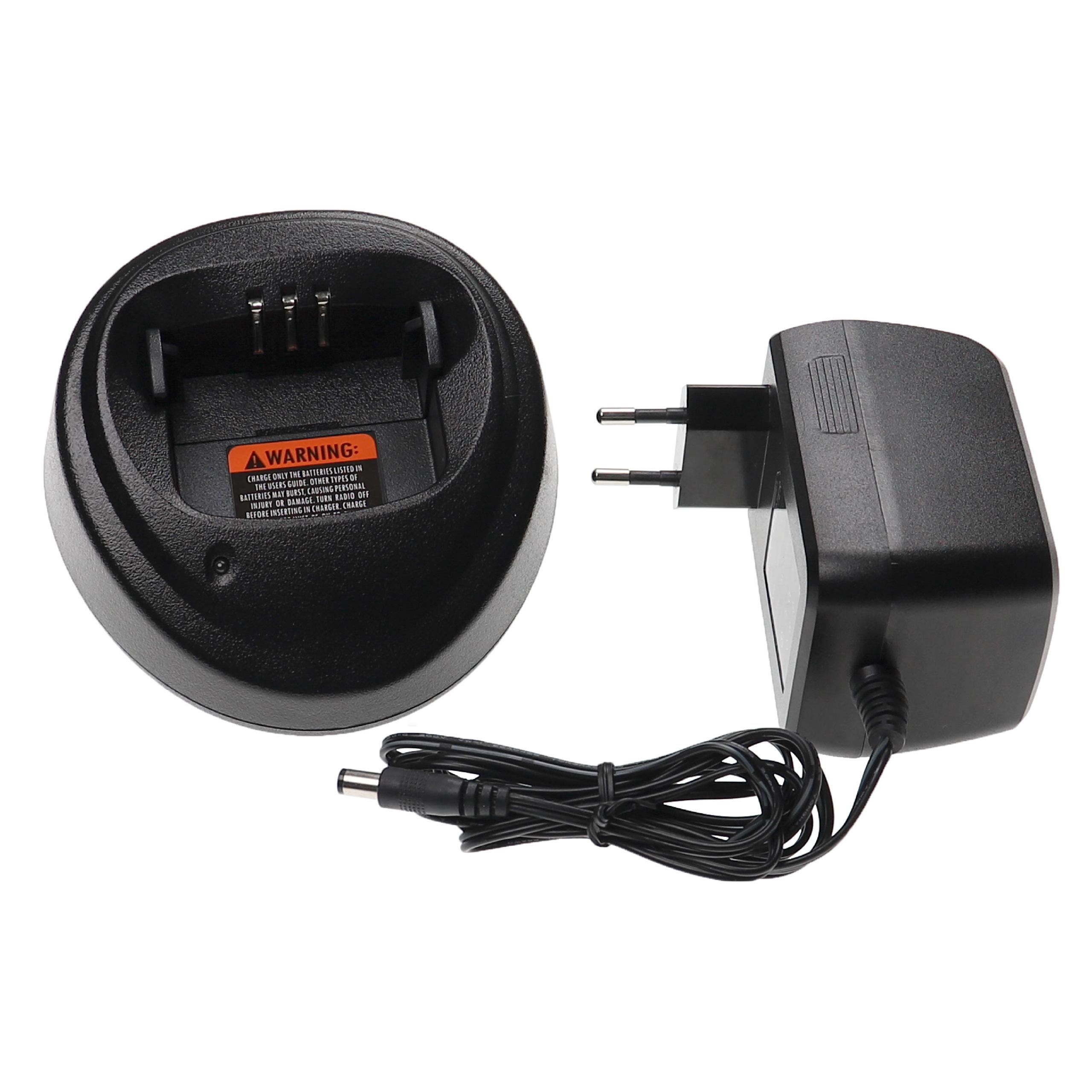 Schwarzes Ladegerät mit Netzteil und Kabel.