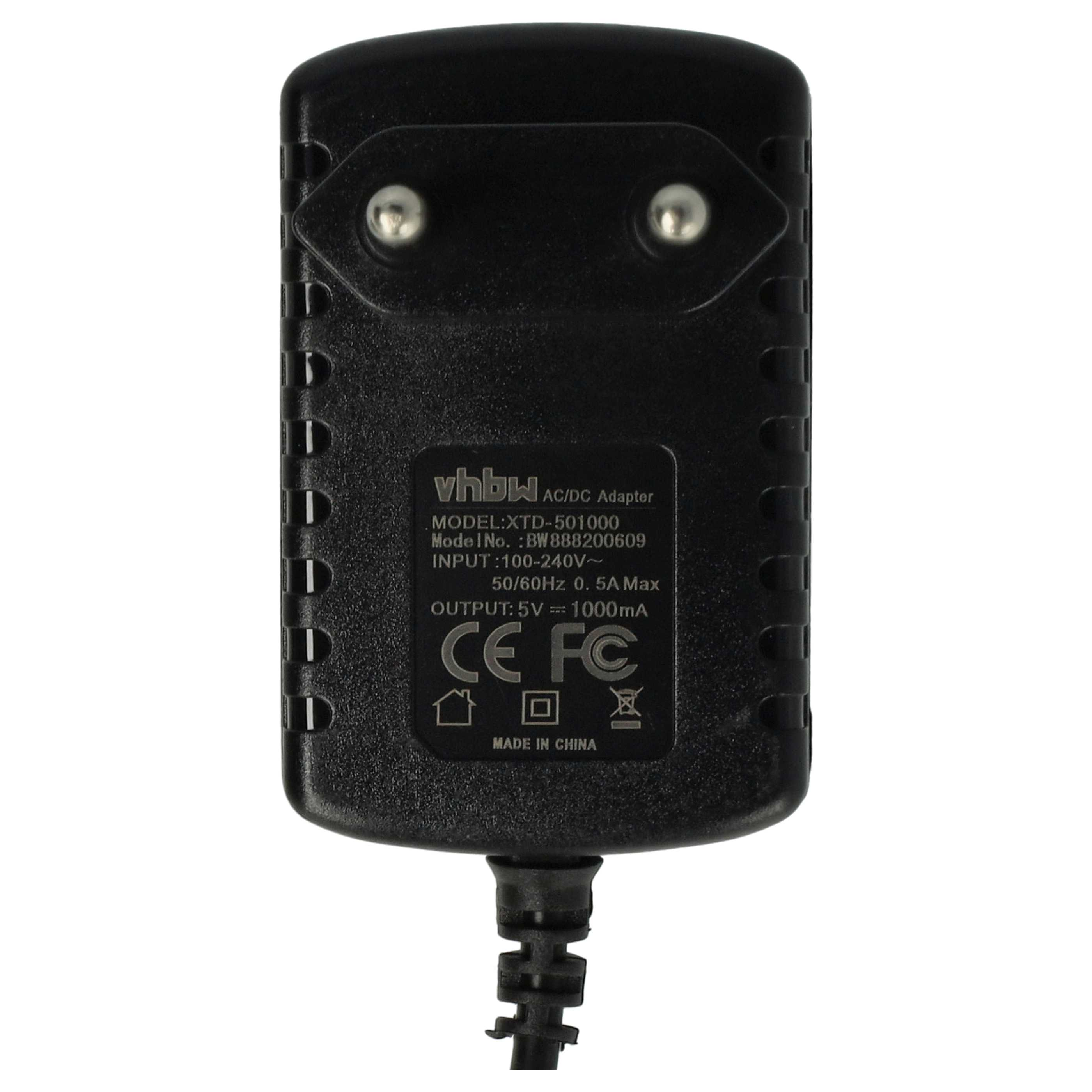 Schwarzes AC/DC-Netzteil mit EU-Stecker, Modell XTD-501000.