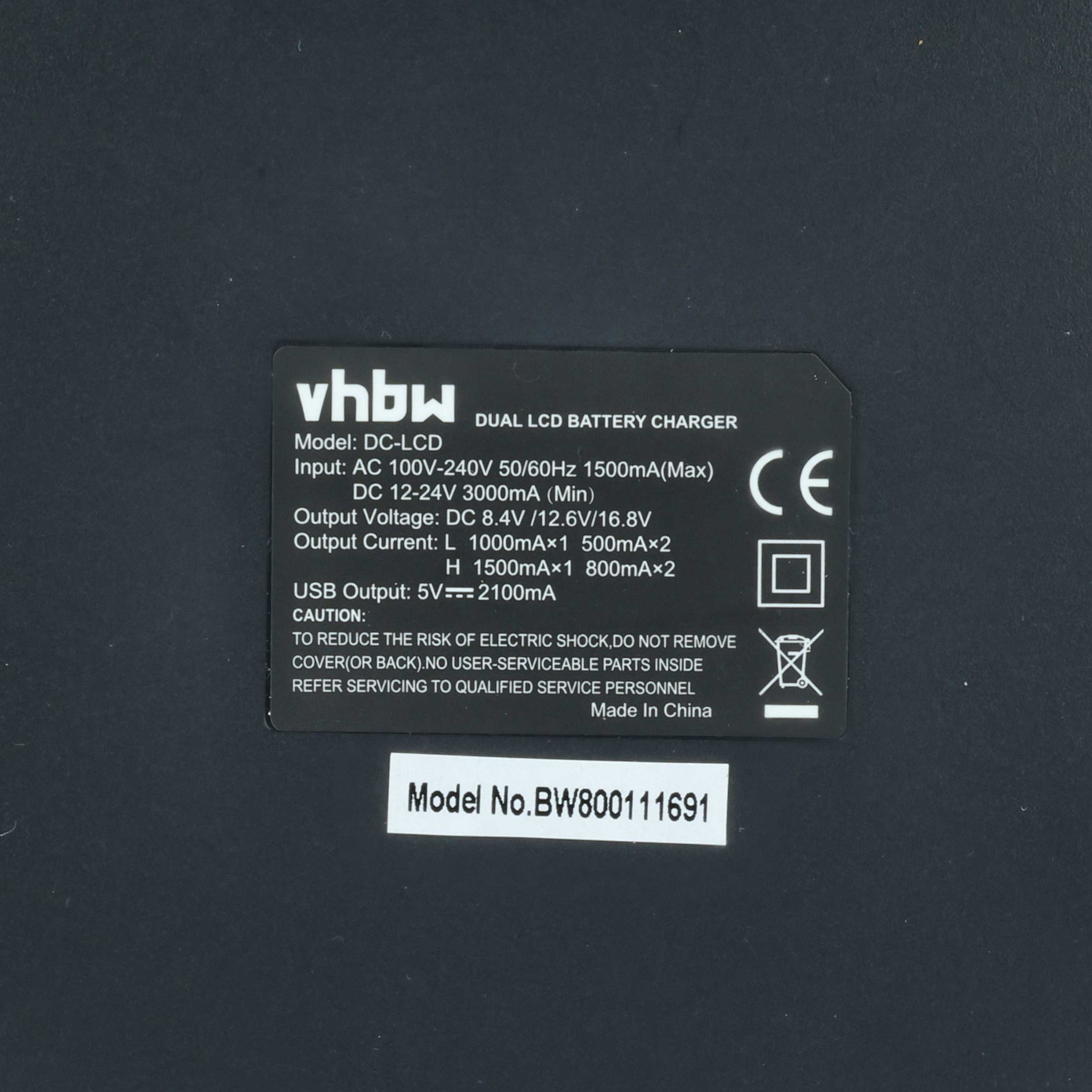 vhbw Dual LCD Ladegerät, Modell DC-LCD, Made in China. CE Zeichen.