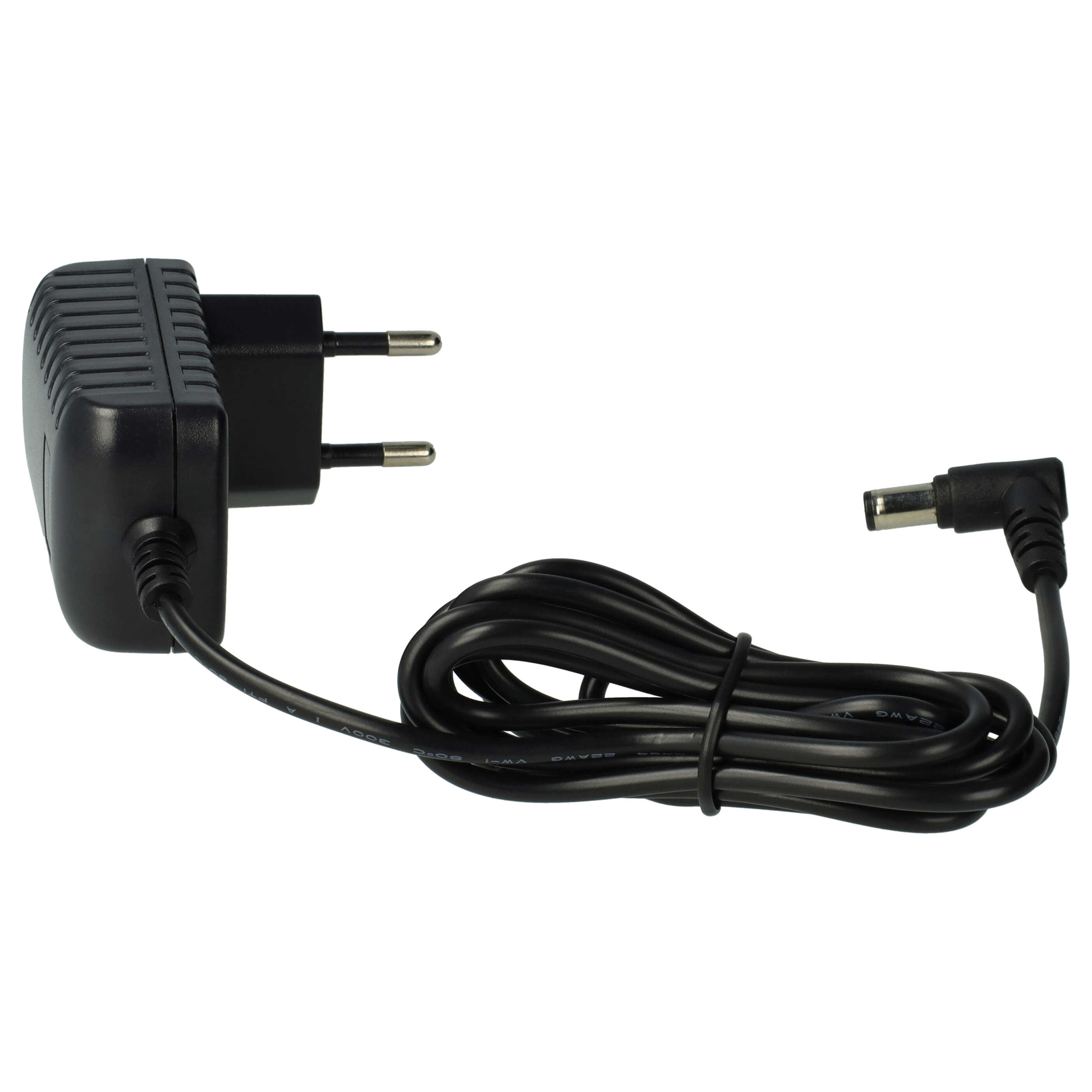Schwarzes Netzteil mit Kabel und Stecker.