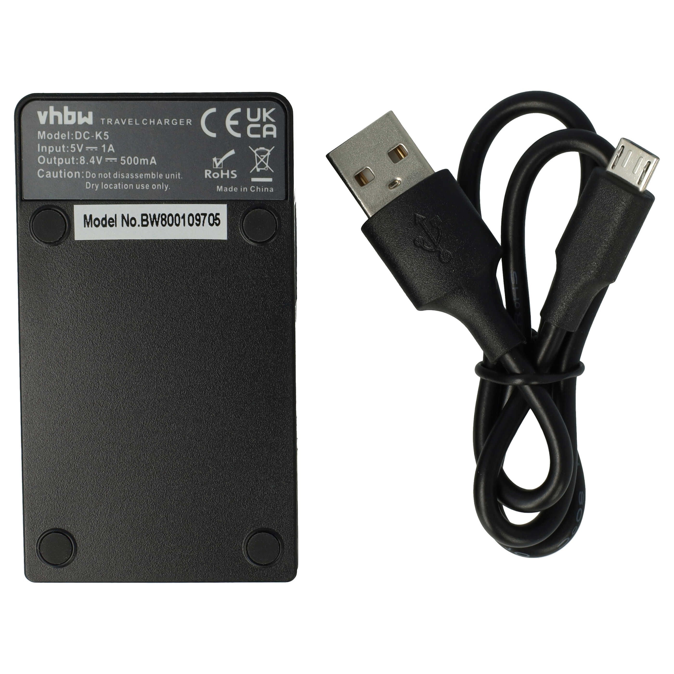 Schwarzer Ladegerät mit Kabel. Modell DC-K5, BW800109705.