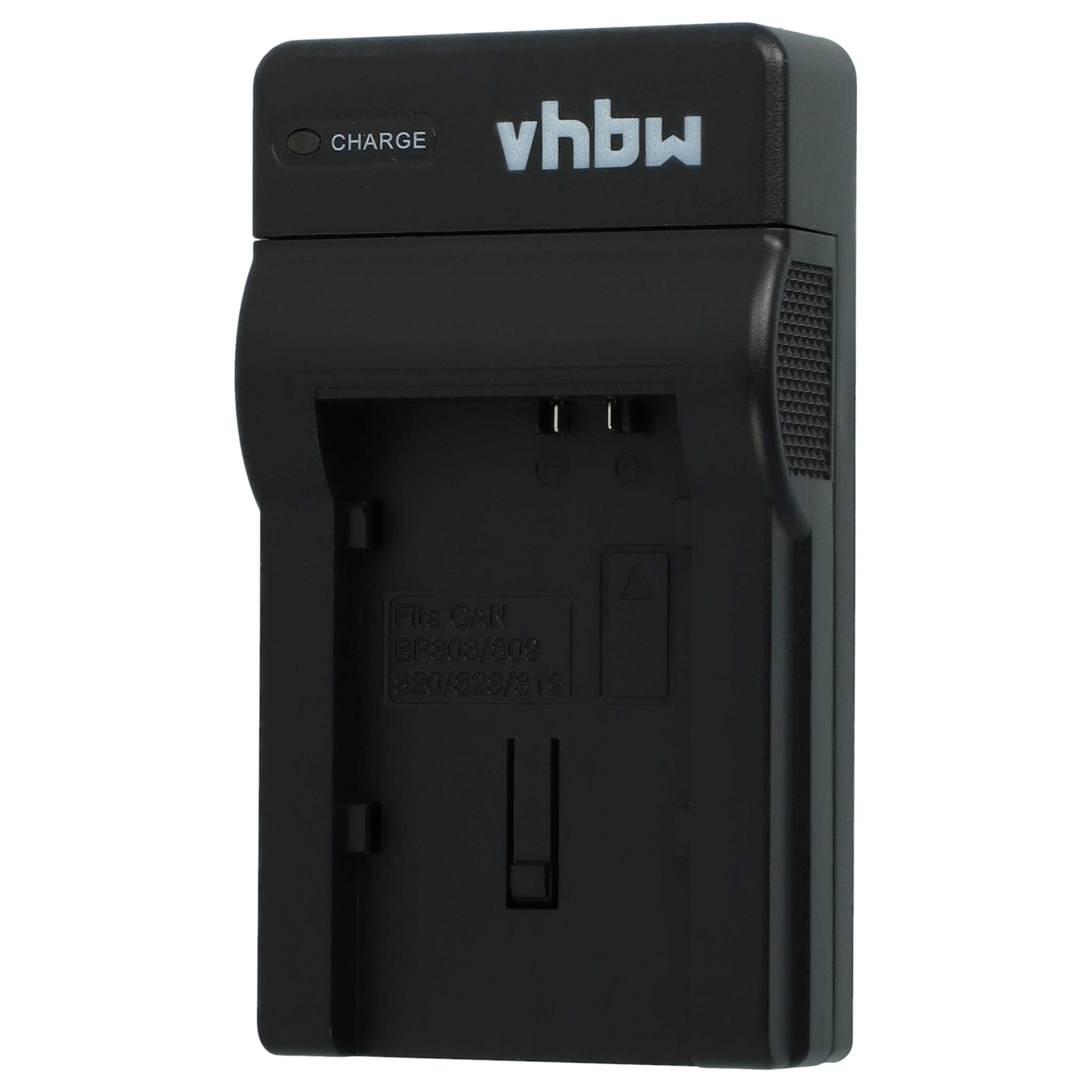 Schwarzes Ladegerät mit "vhbw" Logo und Ladeanzeige.