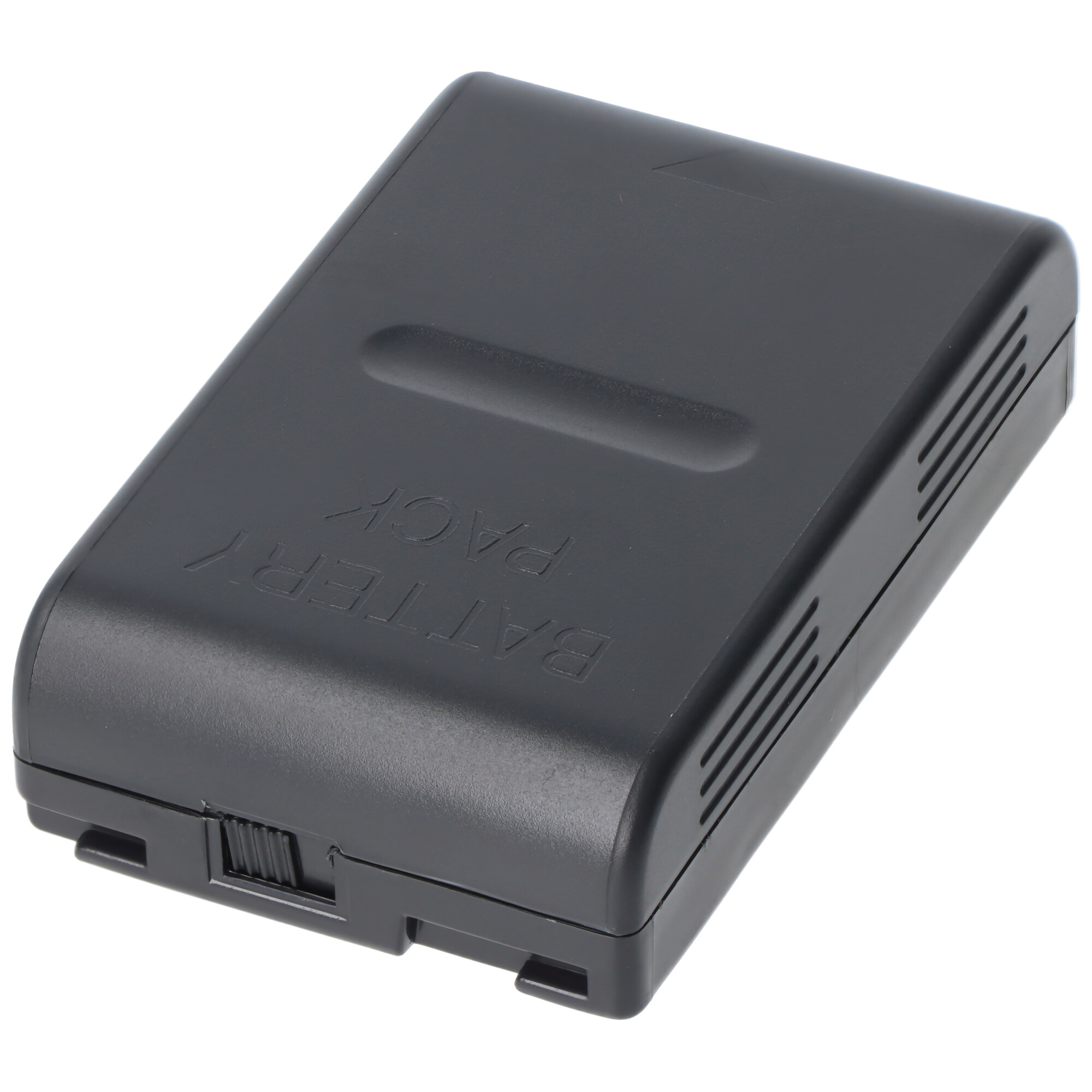 Ein schwarzer Akku mit der Aufschrift BATTERY PACK, seitlich mit Lüftungsschlitzen.
