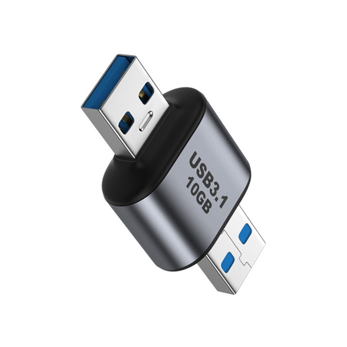 Ein silberner USB-Stick mit blauem Anschluss und der Aufschrift USB3.1 10GB.
