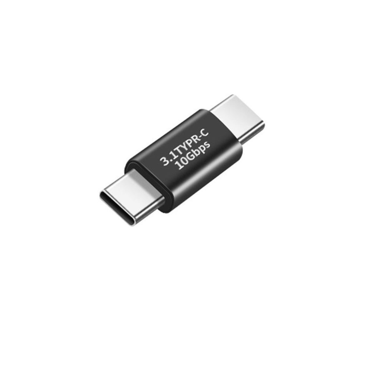 Schwarzer USB-C-Adapter mit Beschriftung: 3.1 TYPR-C 10Gbps.