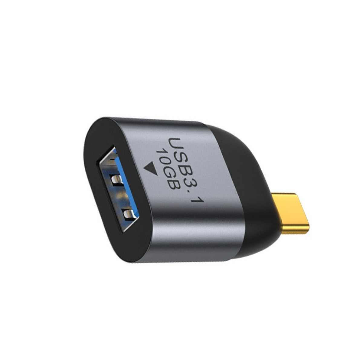 Ein USB-C-Adapter mit USB 3.1 10GB Anschluss, grau und schwarz.