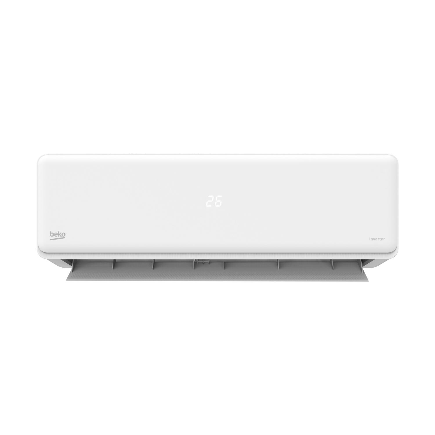 Un'unit di aria condizionata Beko bianca con display 26.
