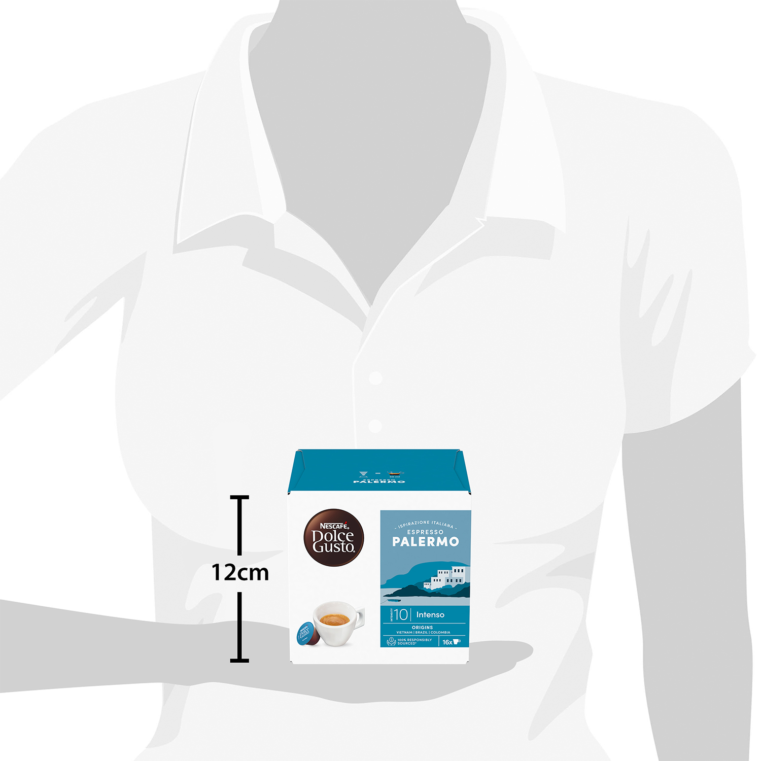 Una scatola Nescafé Dolce Gusto Palermo Espresso con 16 capsule.