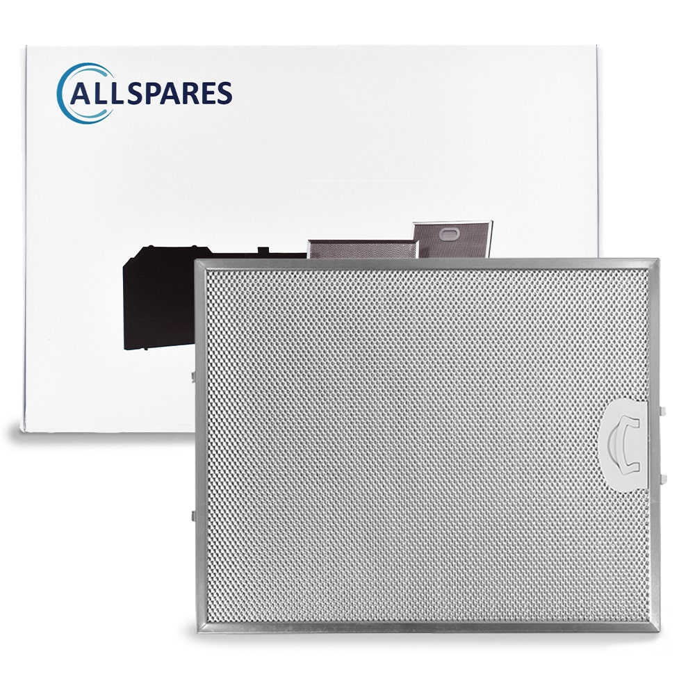 Un filtro antigrasso metallico per cappa, con logo ALLSPARES.