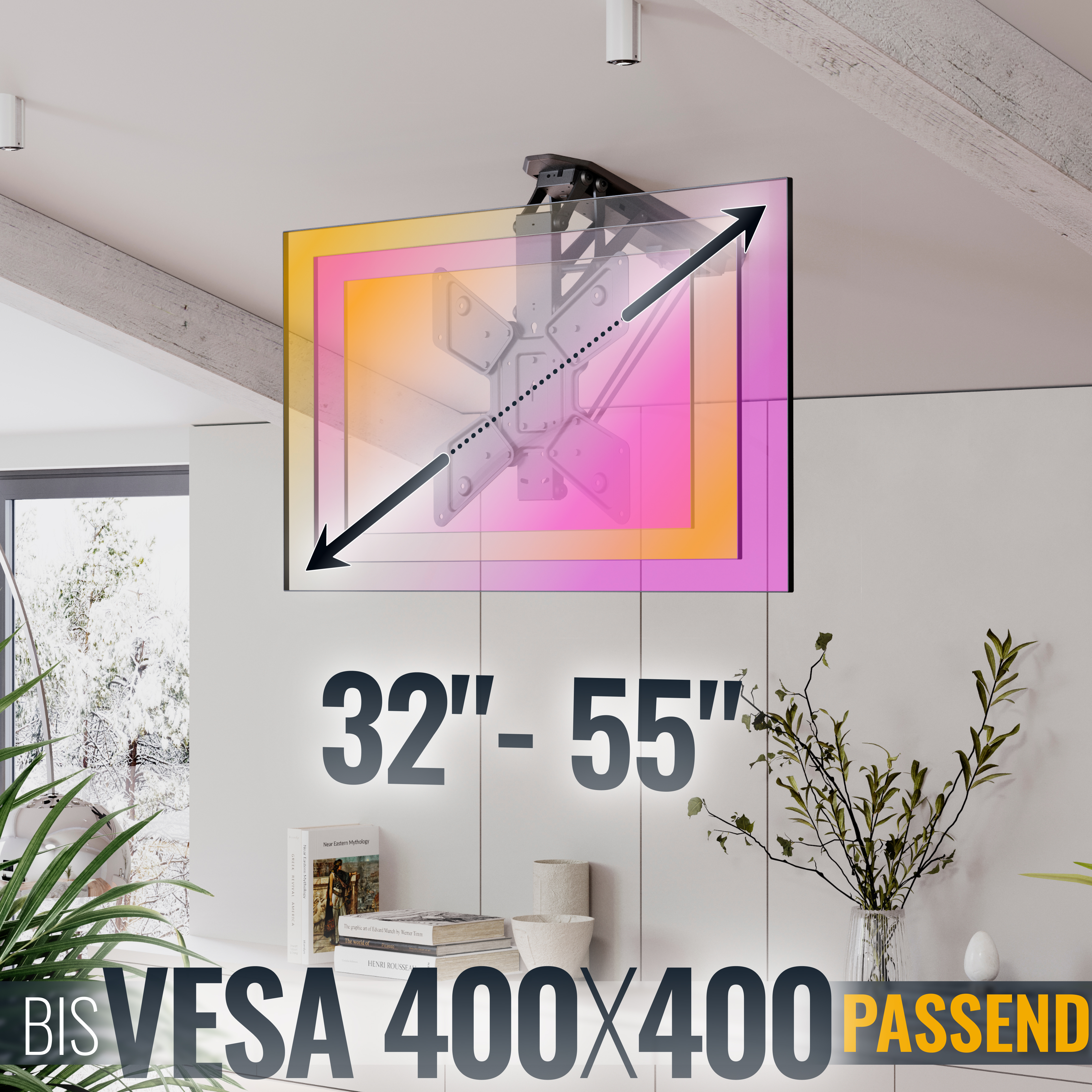 Deckenhalterung für 32-55 Zoll TVs, VESA 400x400.