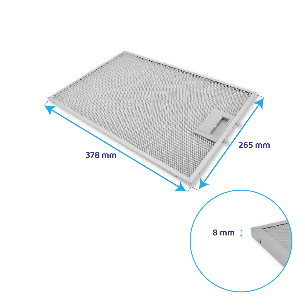 Metallfilter für Dunstabzugshaube, 378x265x8mm.