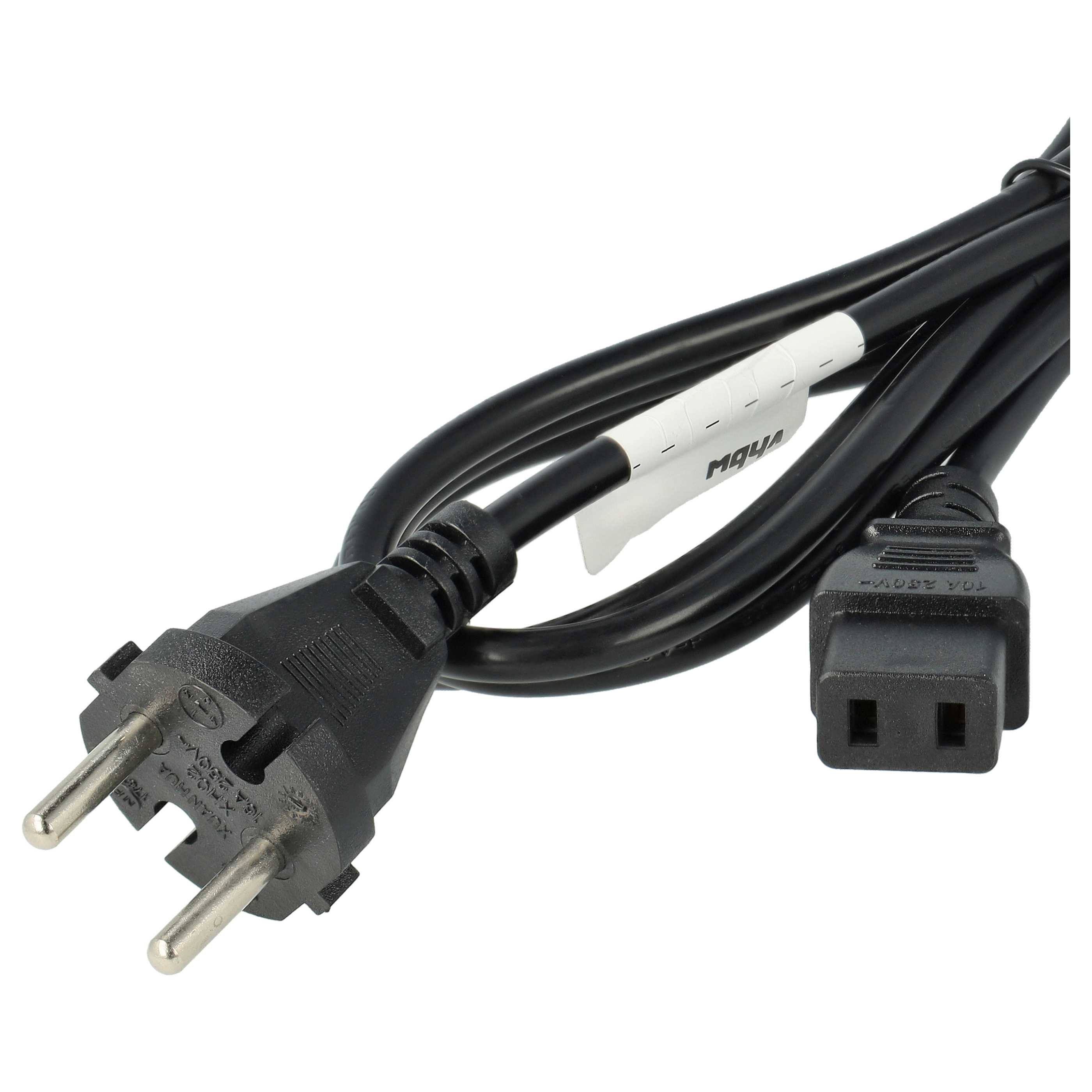 Schwarzes Stromkabel mit europäischem Stecker und C7-Anschluss.