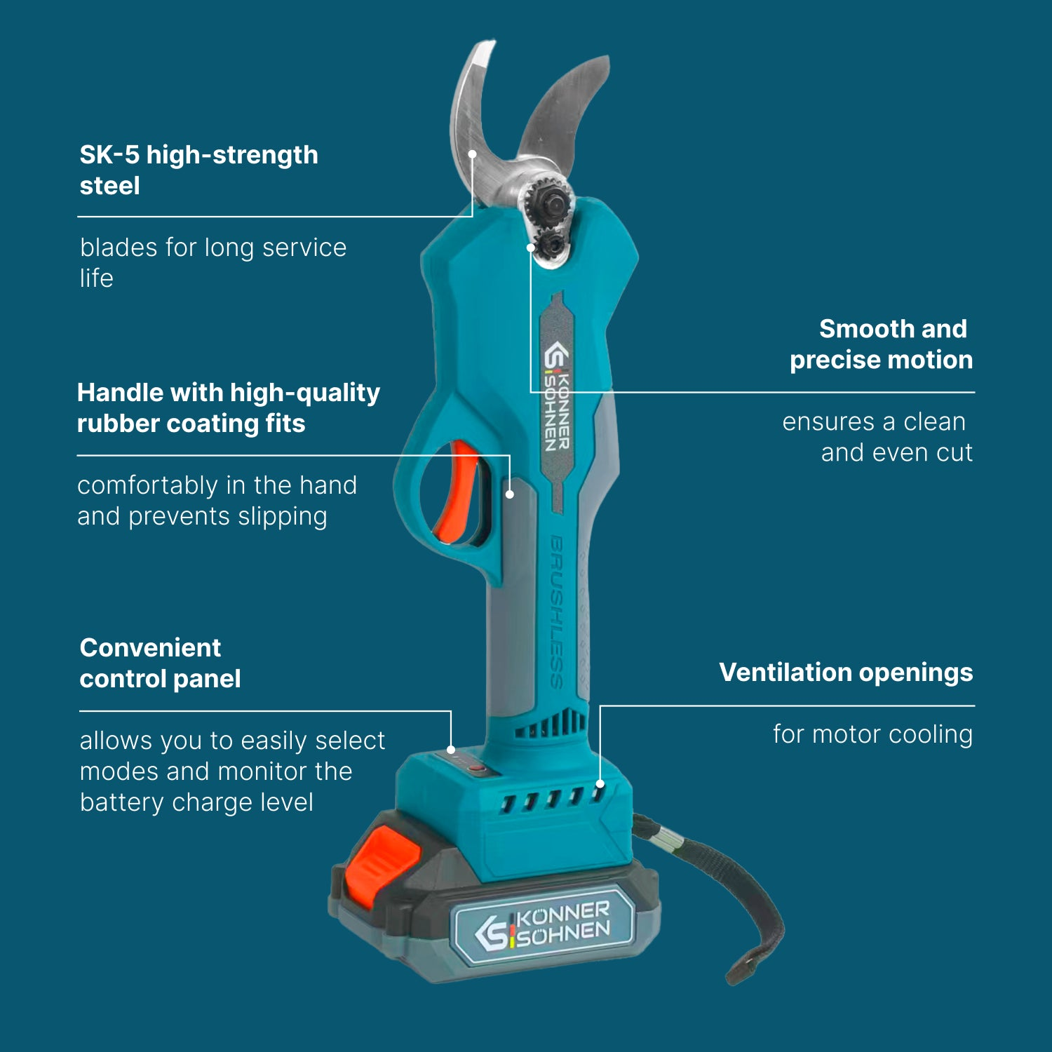 Scyzoryki akumulatorowe ze stali SK-5, gumowanym uchwytem i panelem sterowania.