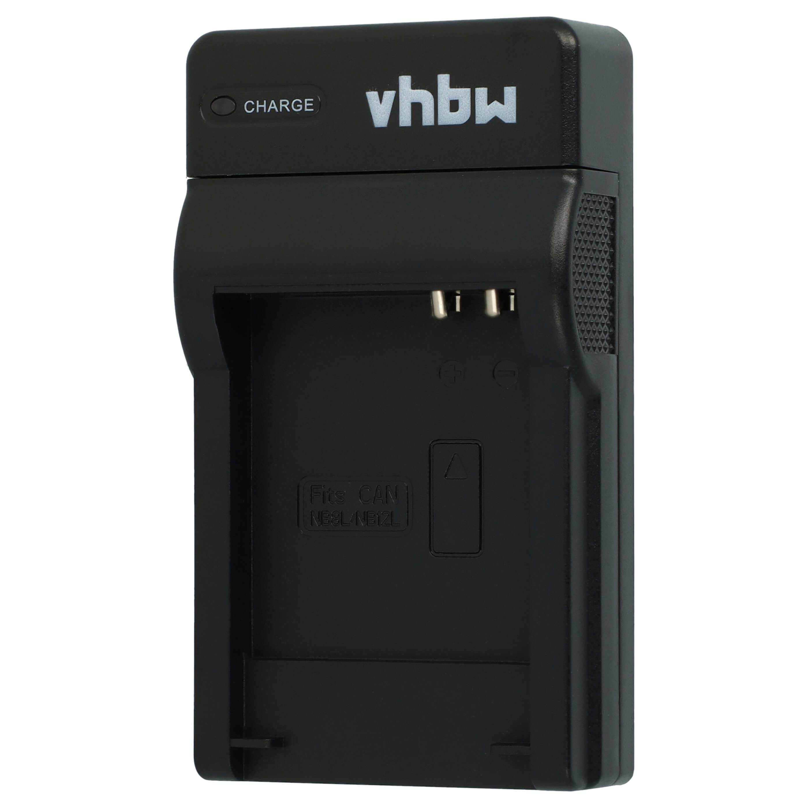 Ein schwarzes Ladegerät mit 'vhbw' Logo und Ladeanzeige.