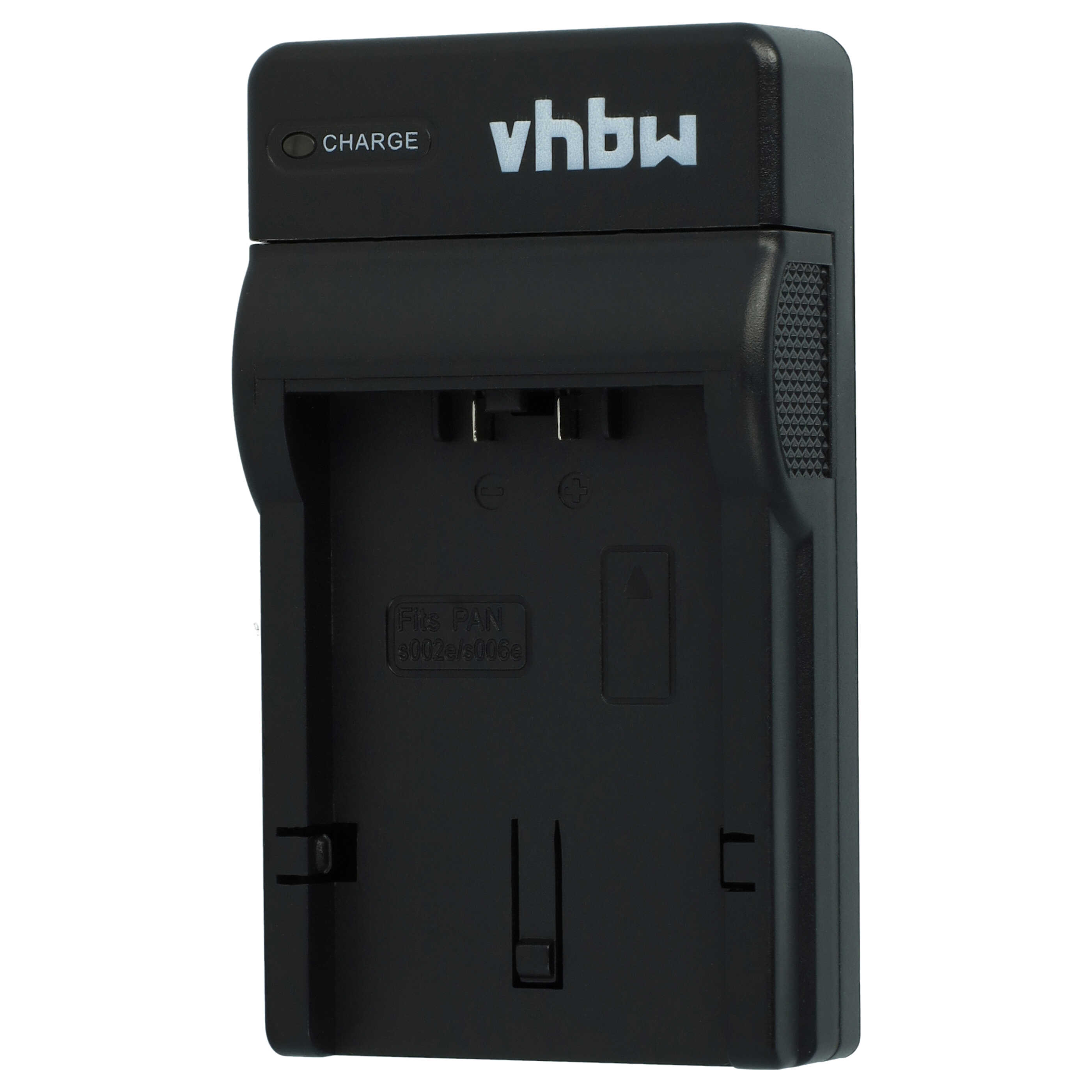 Schwarzes Ladegerät mit "vhbw" Logo und "CHARGE" Anzeige.
