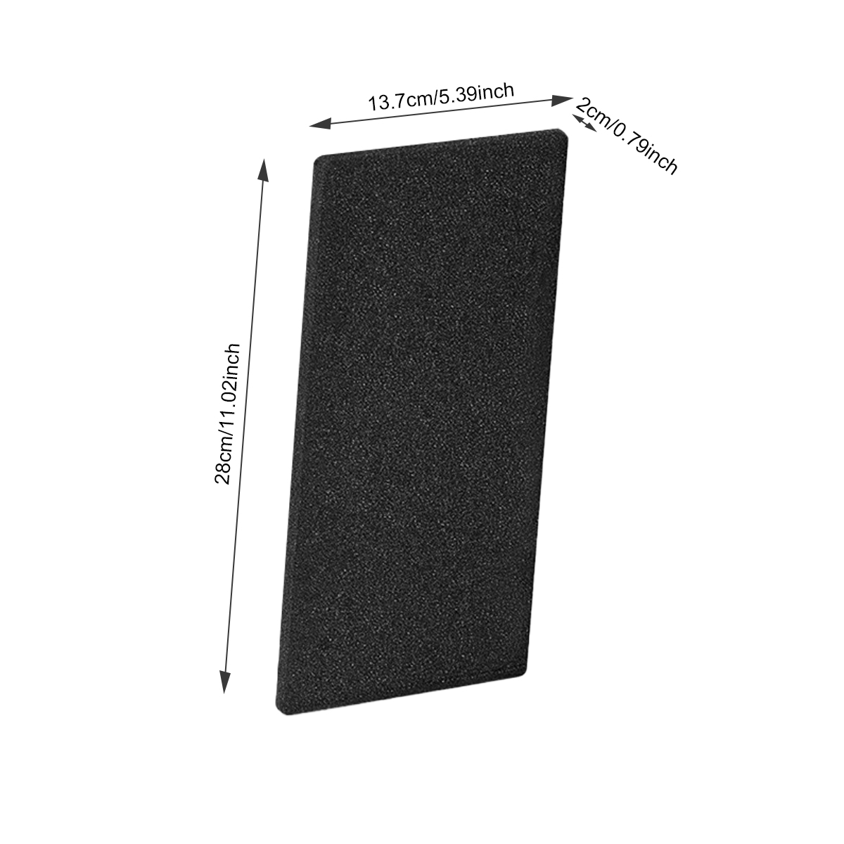 Blocco di schiuma nero, 28x13,7x2cm, con dimensioni.