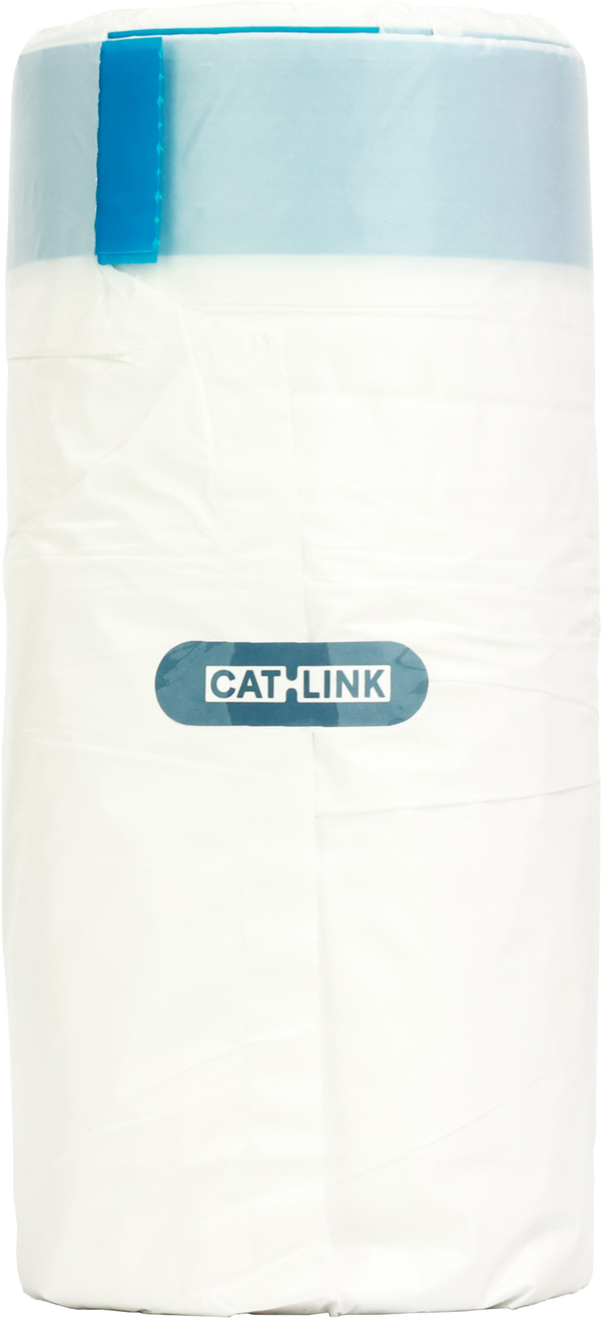 Pacchetto bianco con nastro blu in alto e logo CAT-LINK.