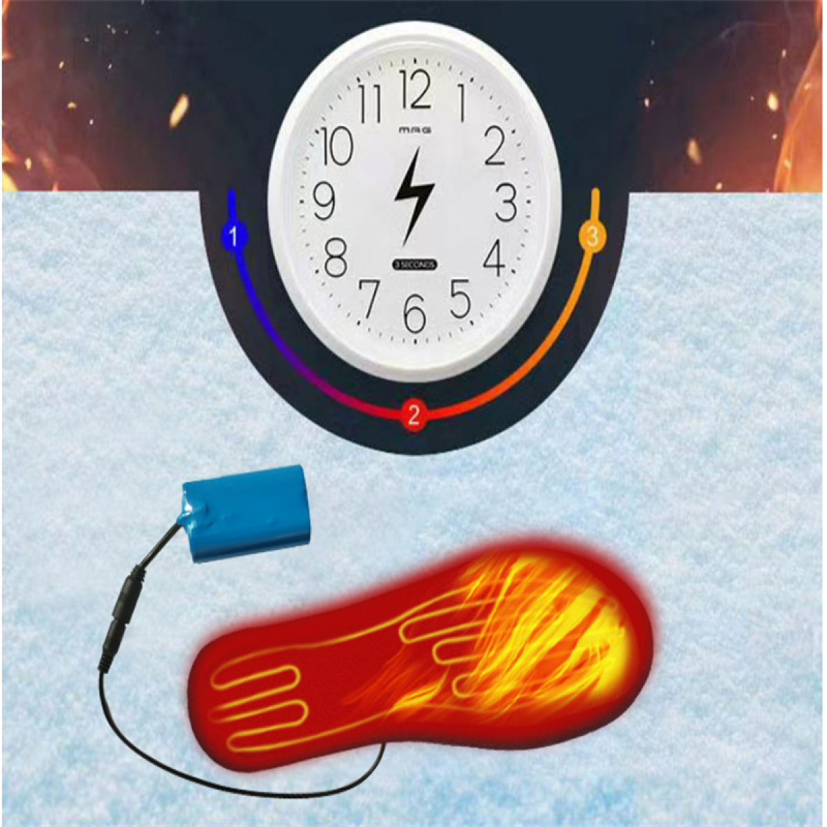 Elektryczna podgrzewacz do butów z baterią i zegarem.