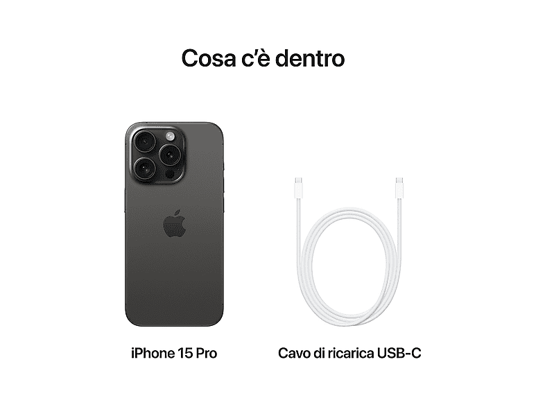 APPLE 1561354 IPHONE 15 PRO BLACK 256GB-YPT, Negro, Móvil iOS, 256