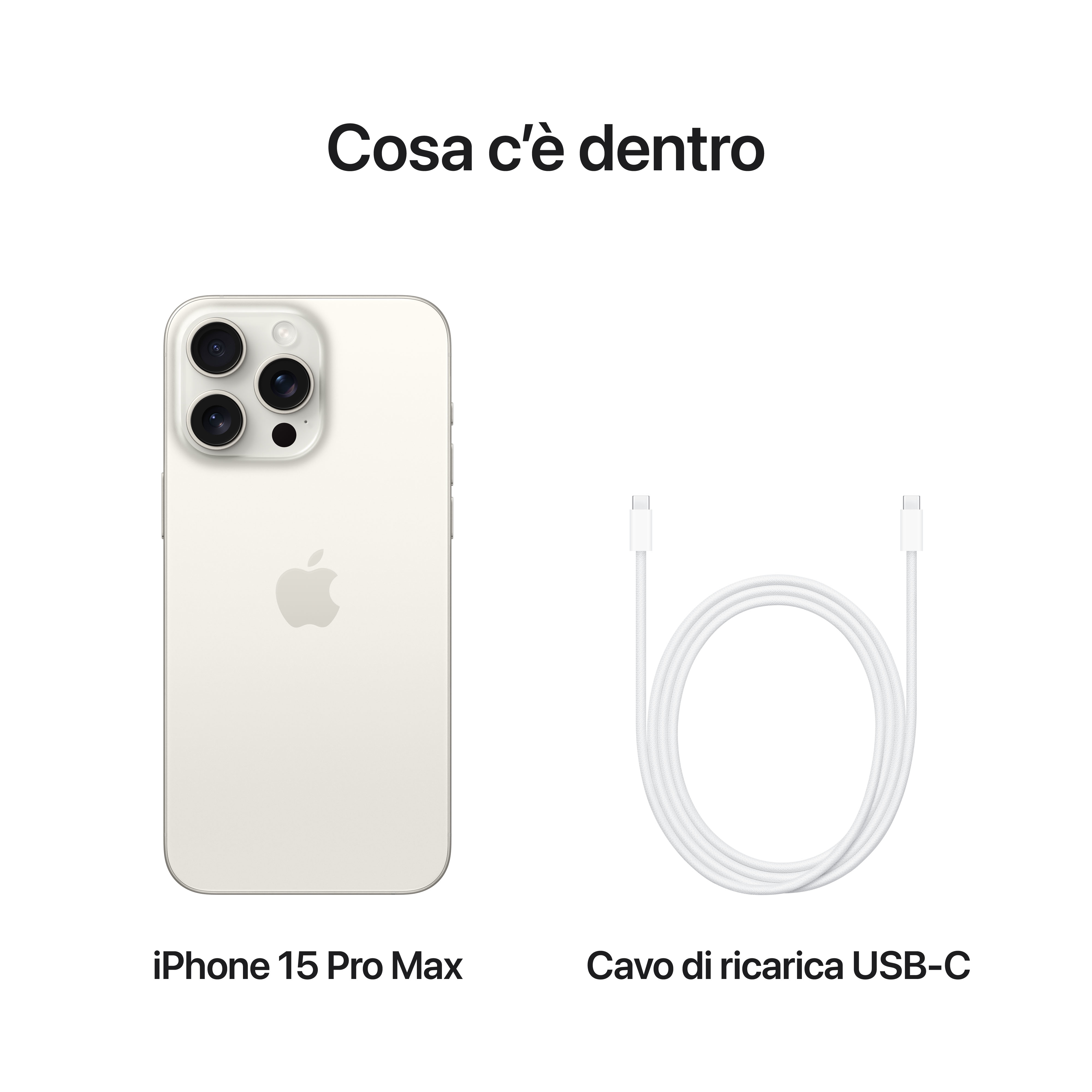 iPhone 15 Pro Max i biały kabel ładujący USB-C.