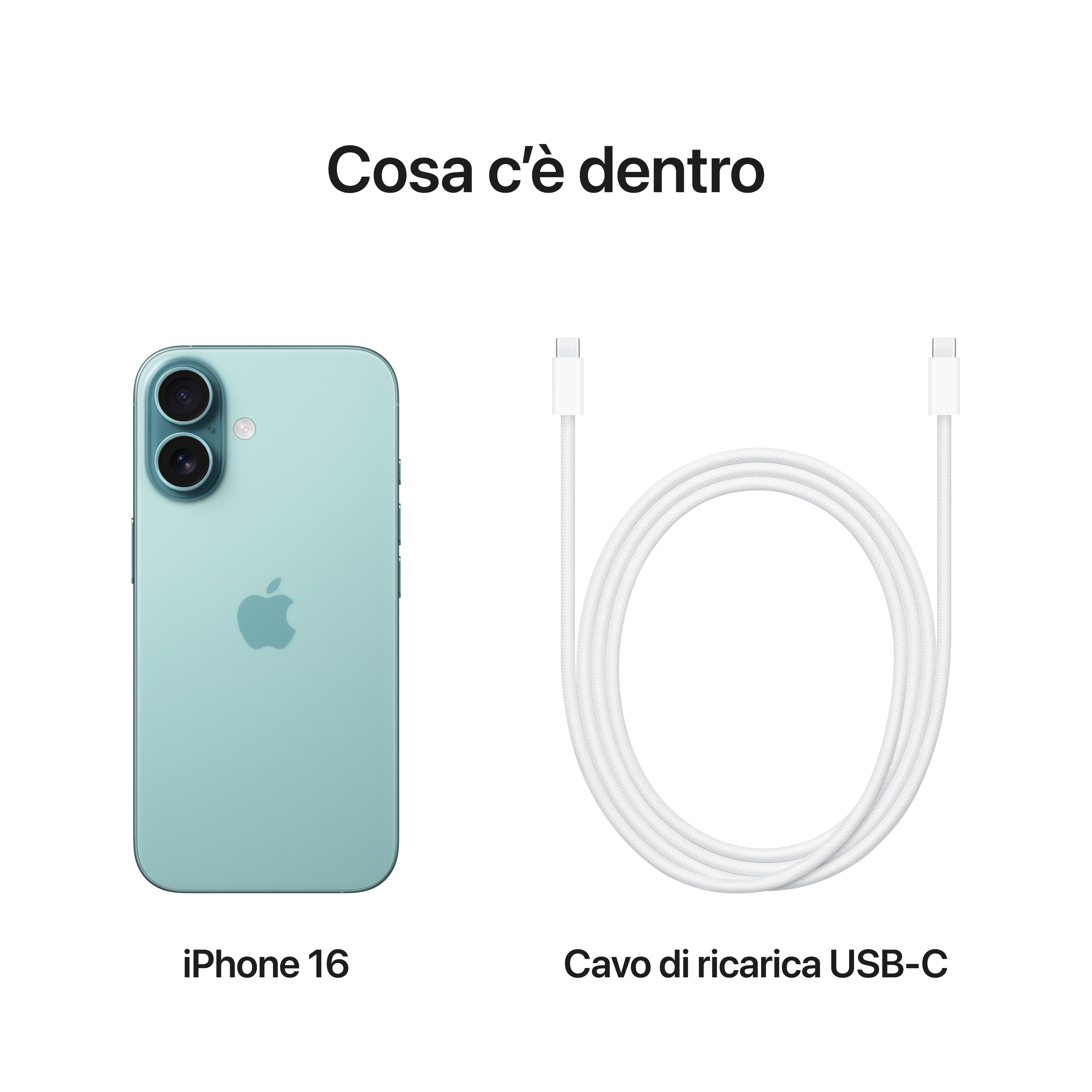 Ein iPhone 16 in Mintgrün neben einem weißen USB-C-Ladekabel.