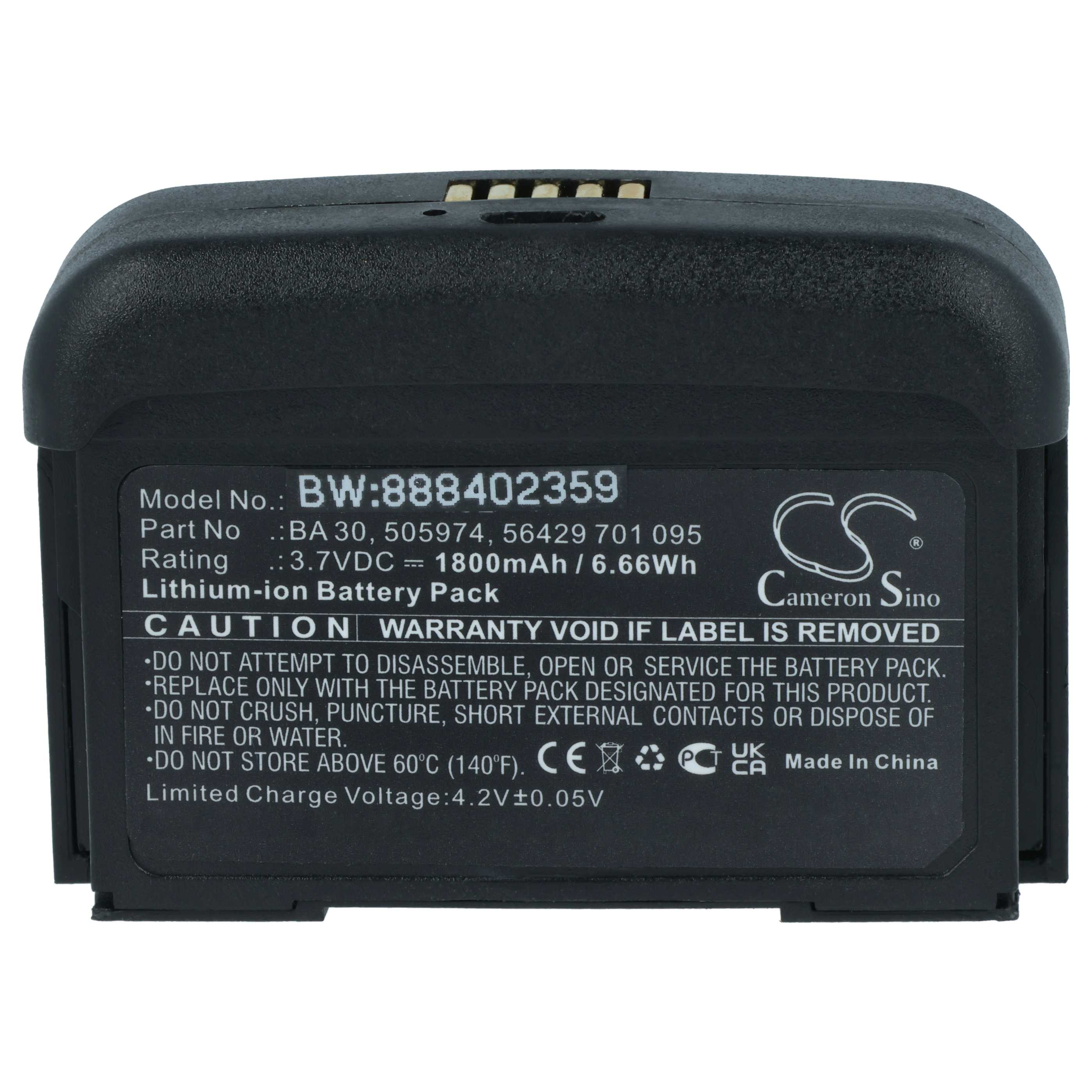 Schwarzer Lithium-Ionen-Akku mit Beschriftung, Modell BW:888402359.