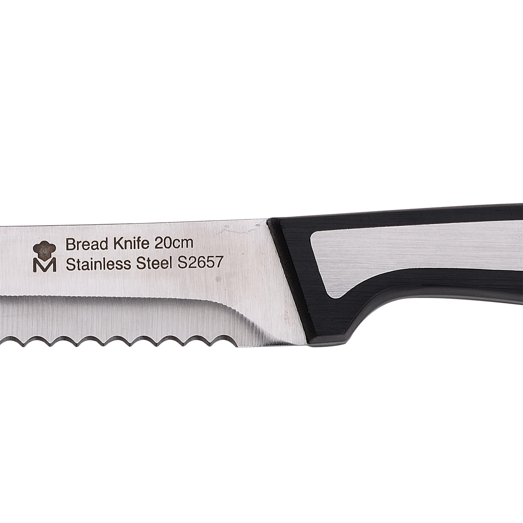 Cuchillo para pan de 20 cm de acero inoxidable con borde dentado.