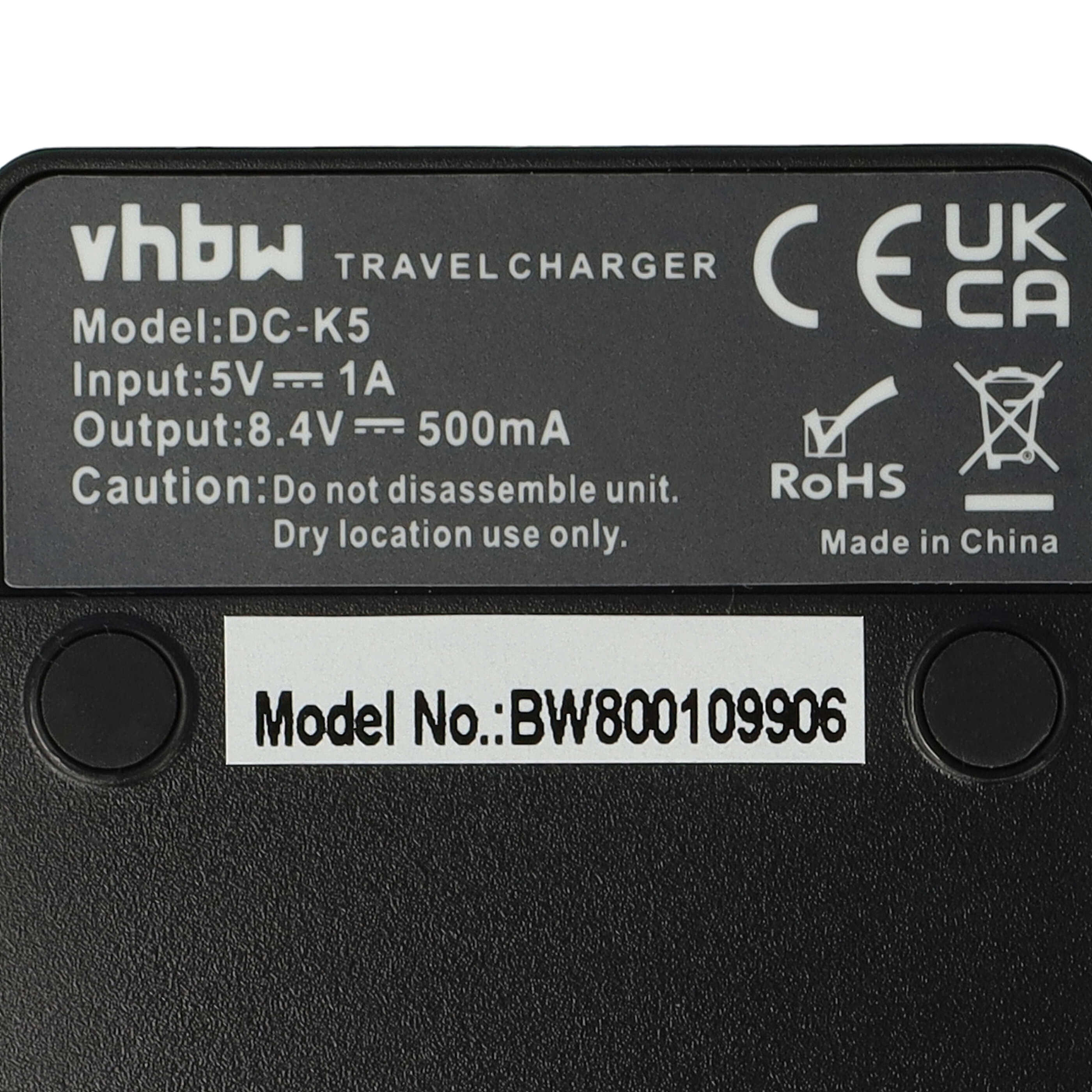 Reiseadapter mit Modell-Nr. DC-K5, Eingabe 5V/1A, Ausgabe 8.4V/500mA.